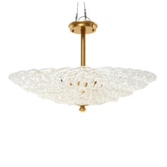 Murano Style Glass Open Weave Semi Flush Light With Brass Detail