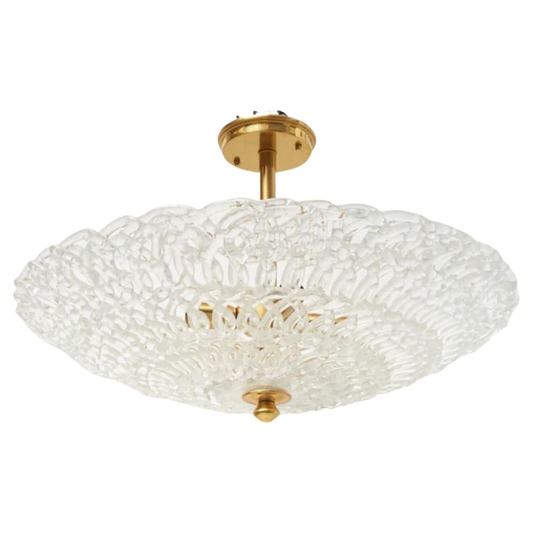 Lampe semi encastrée de style Murano en verre tissé ouvert avec détails en laiton en vente