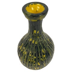 Murano Style Mid-20th Century Green & Yellow Glass Vase