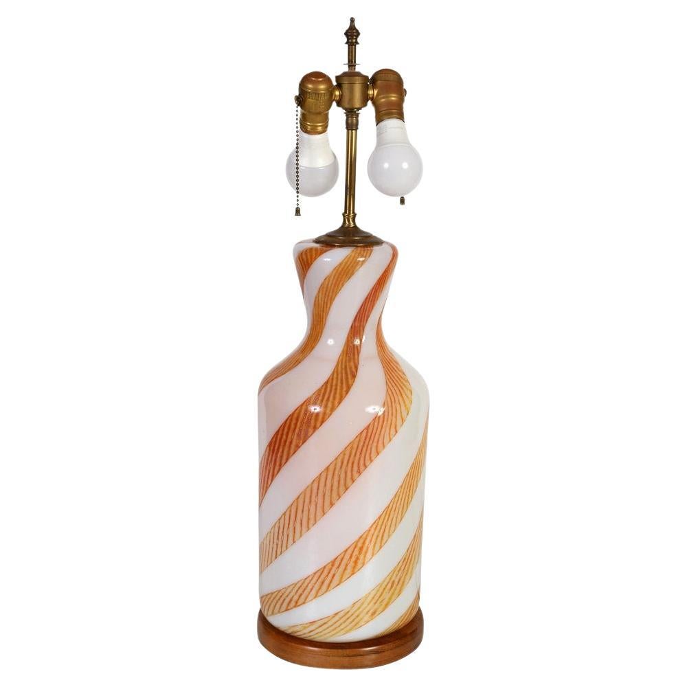 Vintage Murano style ochre and white swirled lamp 