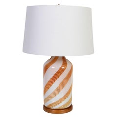 Vintage Murano Style Ochre and White Swirl Lamp