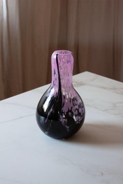 Murano-Style Pink and Black Art Glass Vase