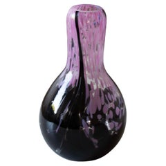 Murano-Style Pink and Black Art Glass Vase