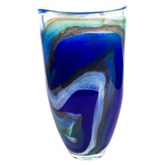 Grand vase en verre de style Murano signé Sereno 