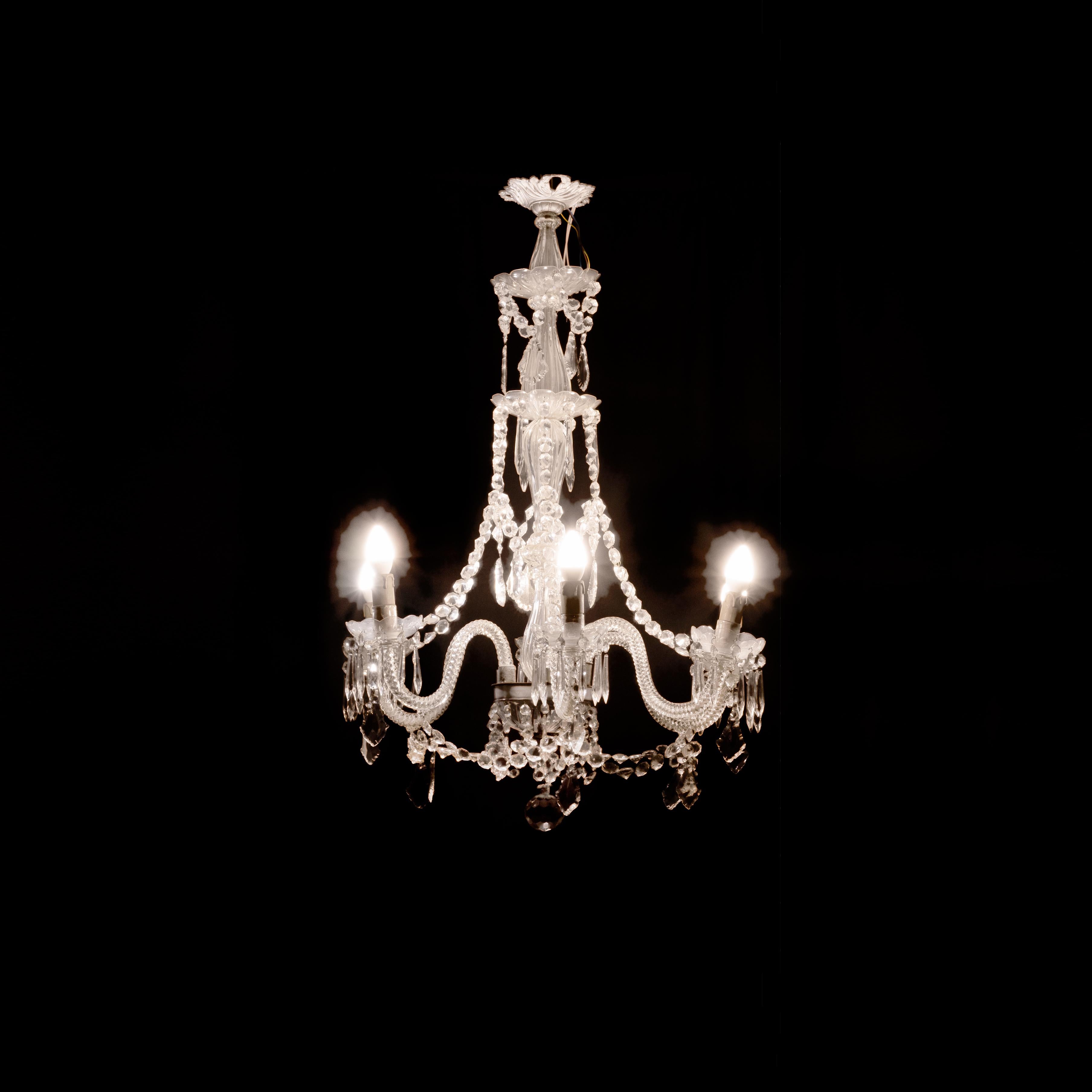 French Murano Style Six Arms Chandelier, 20th Century For Sale