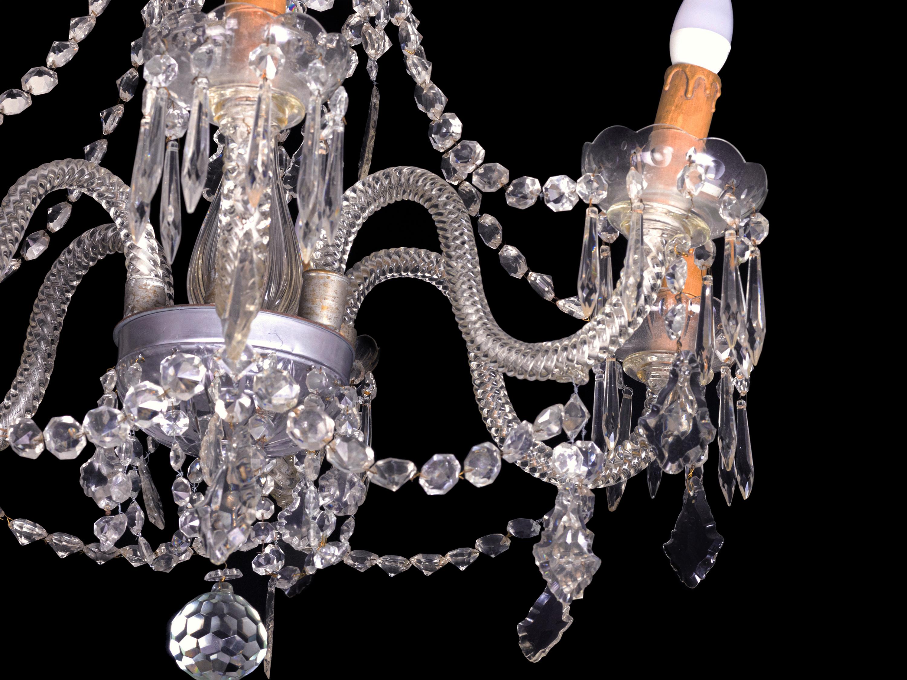 Murano Style Six Arms Chandelier, 20th Century In Good Condition For Sale In Lisbon, PT