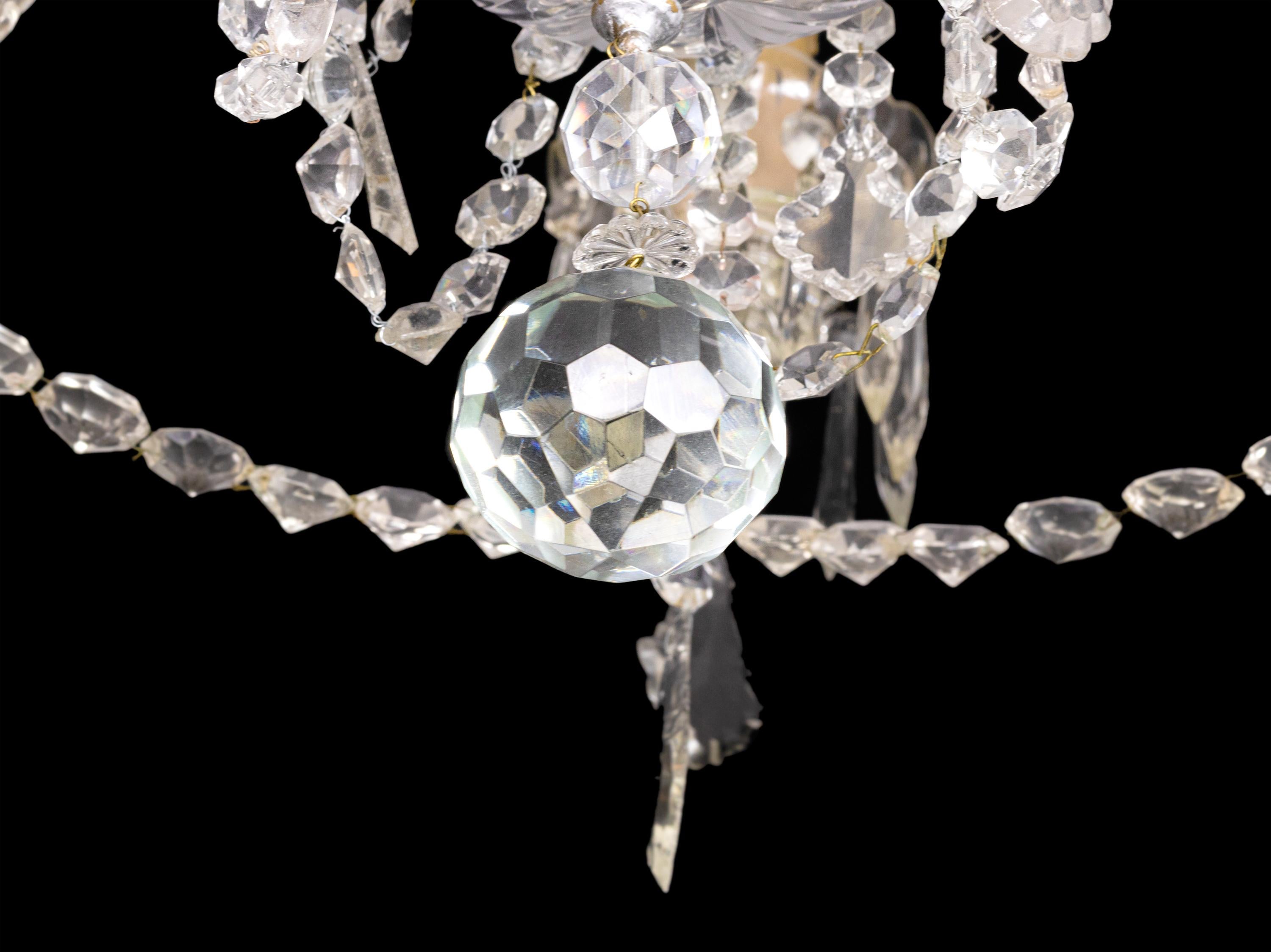 Metal Murano Style Six Arms Chandelier, 20th Century For Sale
