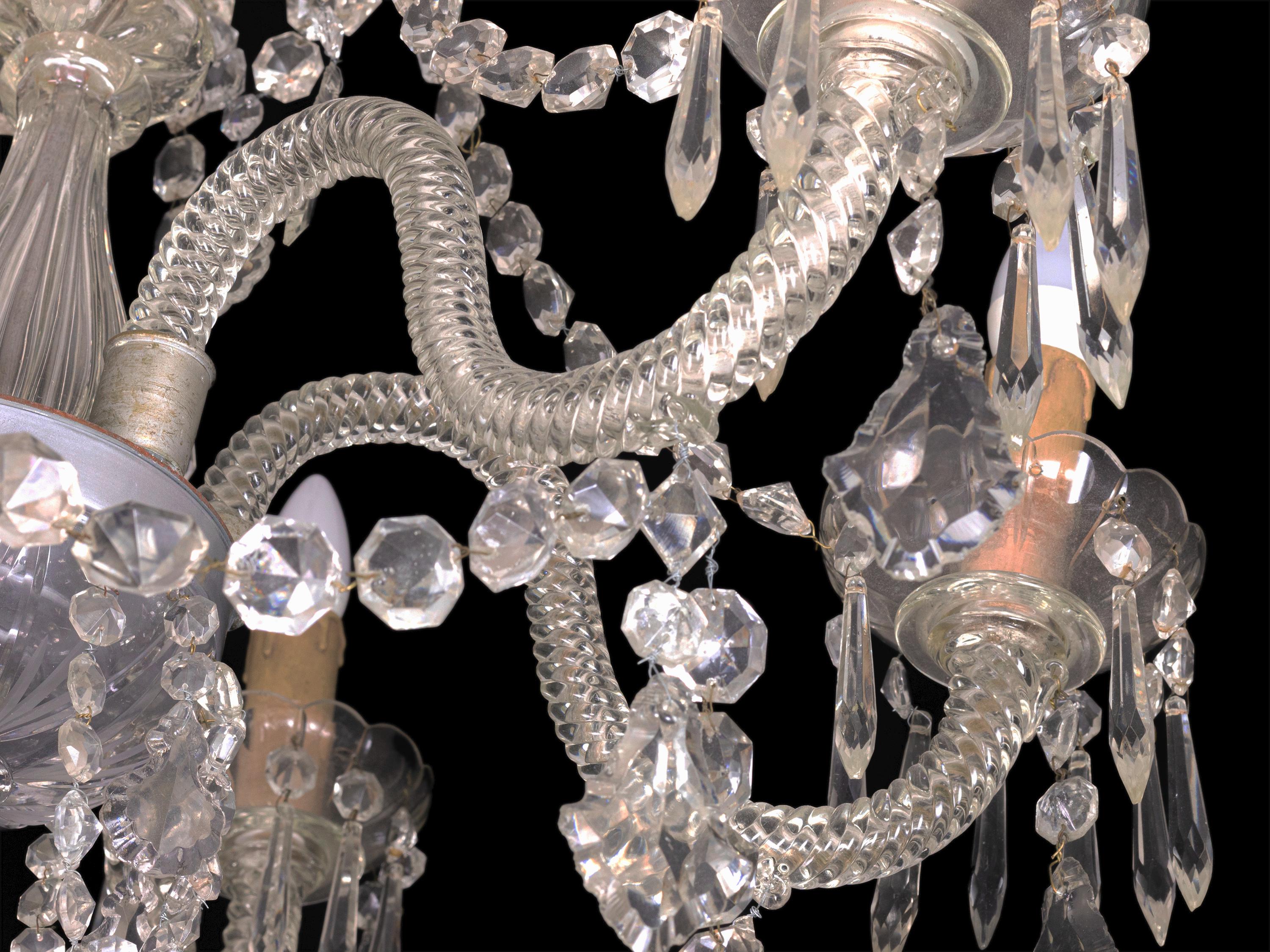 Murano Style Six Arms Chandelier, 20th Century For Sale 3