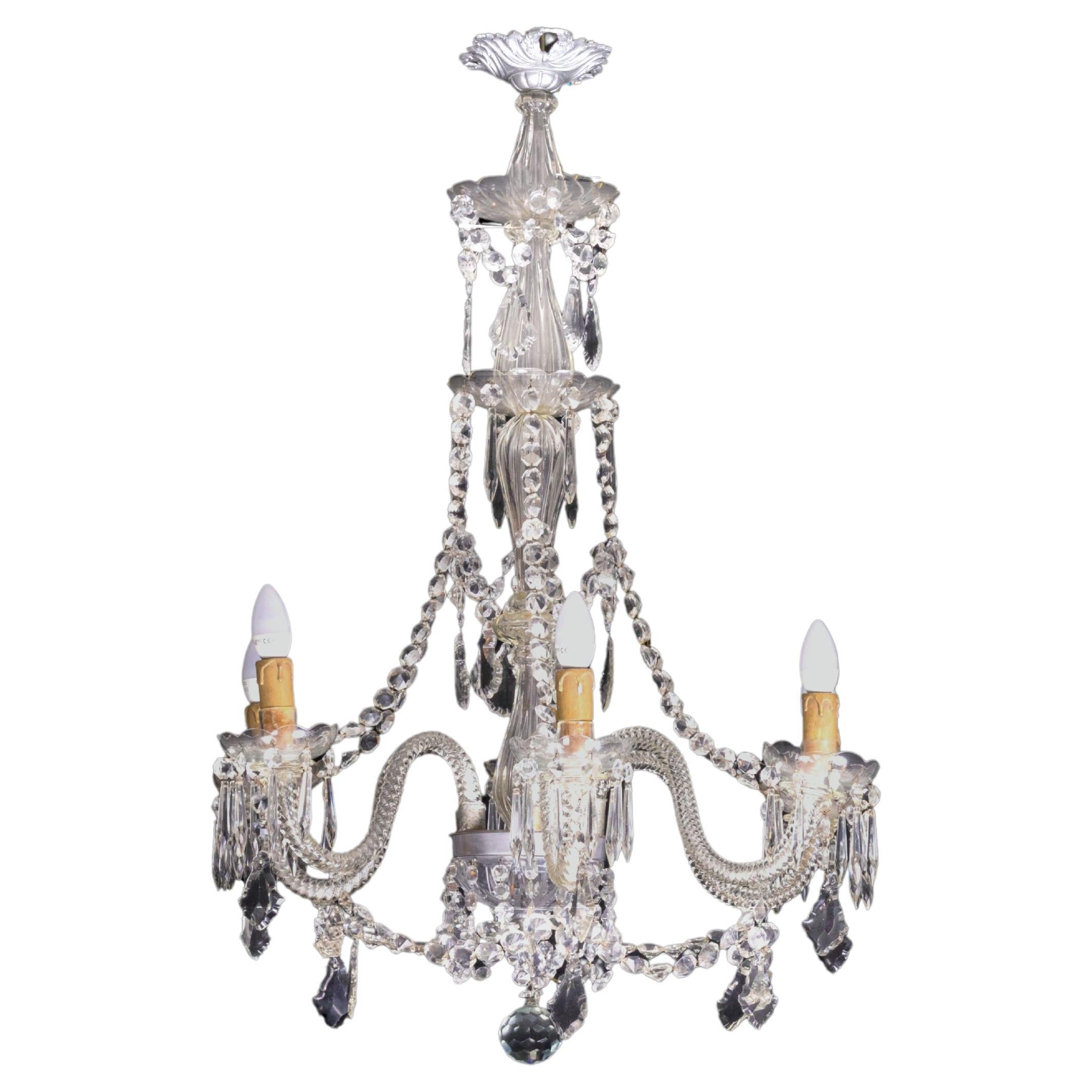 Murano Style Six Arms Chandelier, 20th Century For Sale