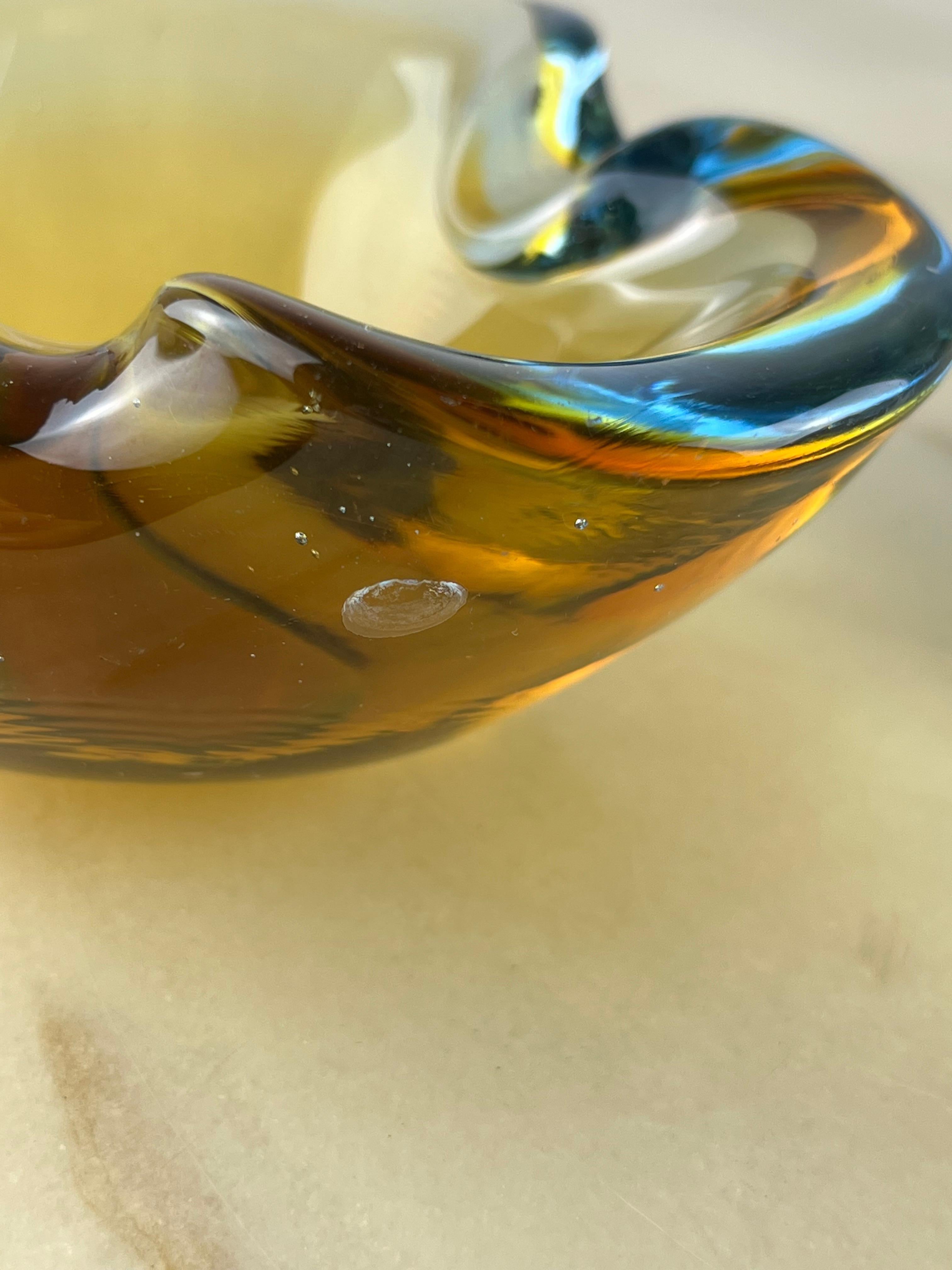 Mid-20th Century Murano Submerged Glass Ashtray, Italy, 1960s For Sale