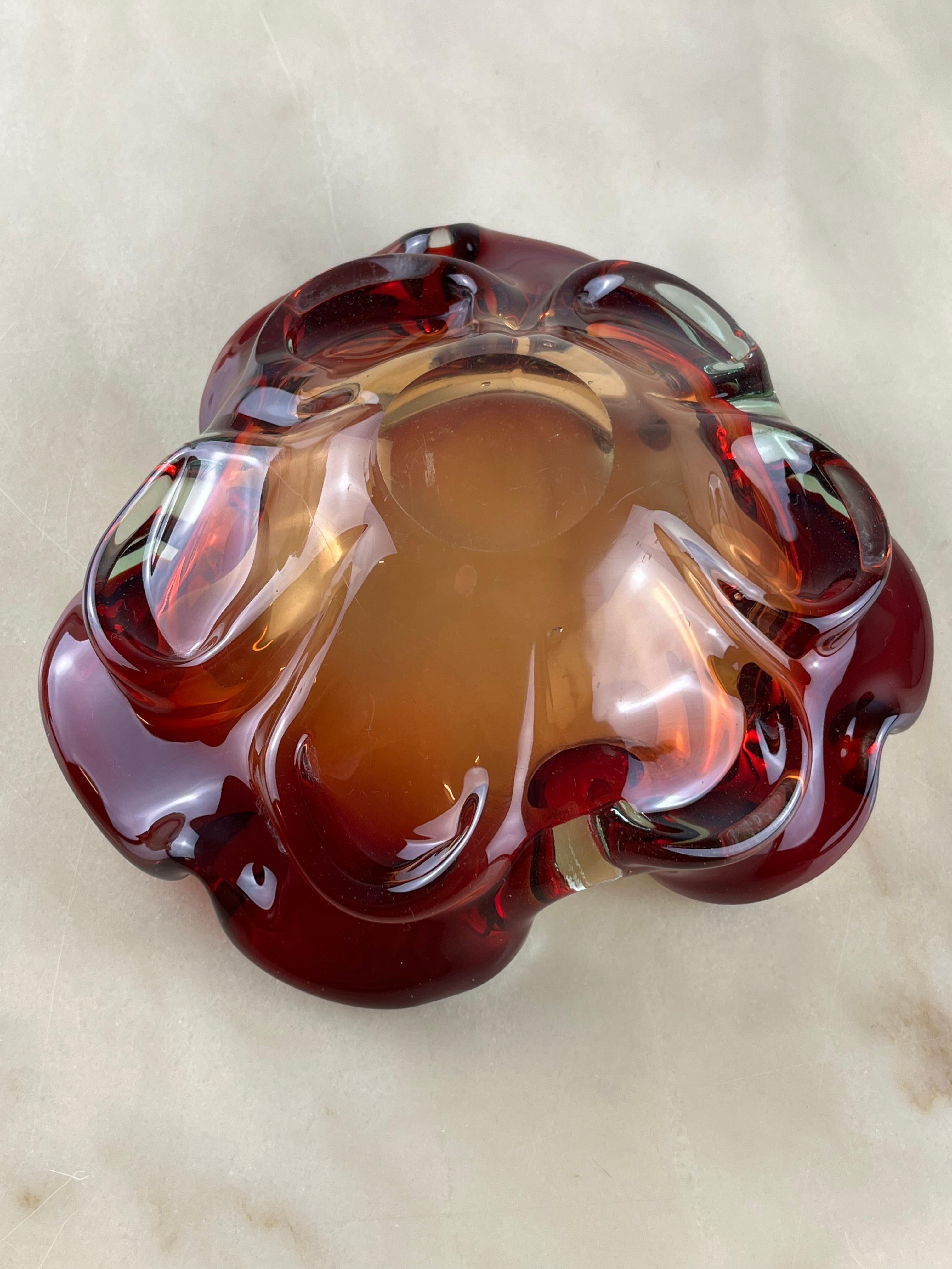 Mid-20th Century Murano Submerged Glass Ashtray/Valet Tray, Italy, 1960s For Sale