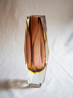 Murano Submerged Glass Vase Colour Fumé, Mandruzzato Italy, 1960s