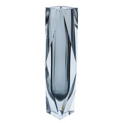 Murano, Submerged Glass Vase, Colour Smoky Gray, Mandruzzato Italy, 1960s