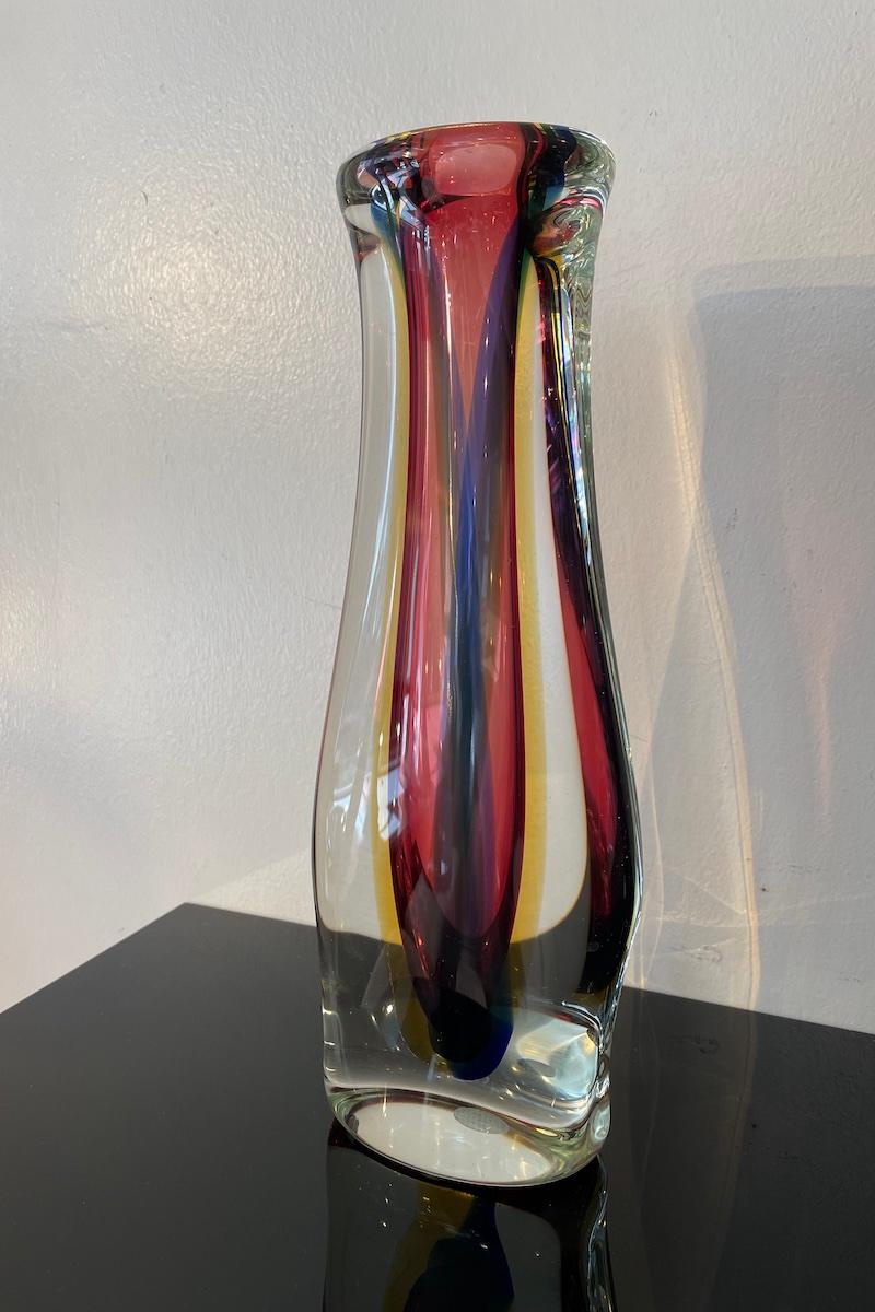 Mid-Century moderno Murano Submerged Glass Vase, Designed by Flavio Poli for Venini, 1960s in vendita