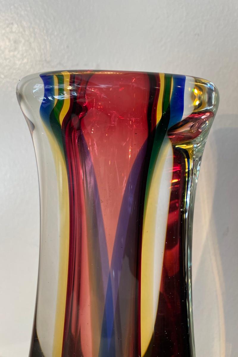 Italiano Murano Submerged Glass Vase, Designed by Flavio Poli for Venini, 1960s in vendita