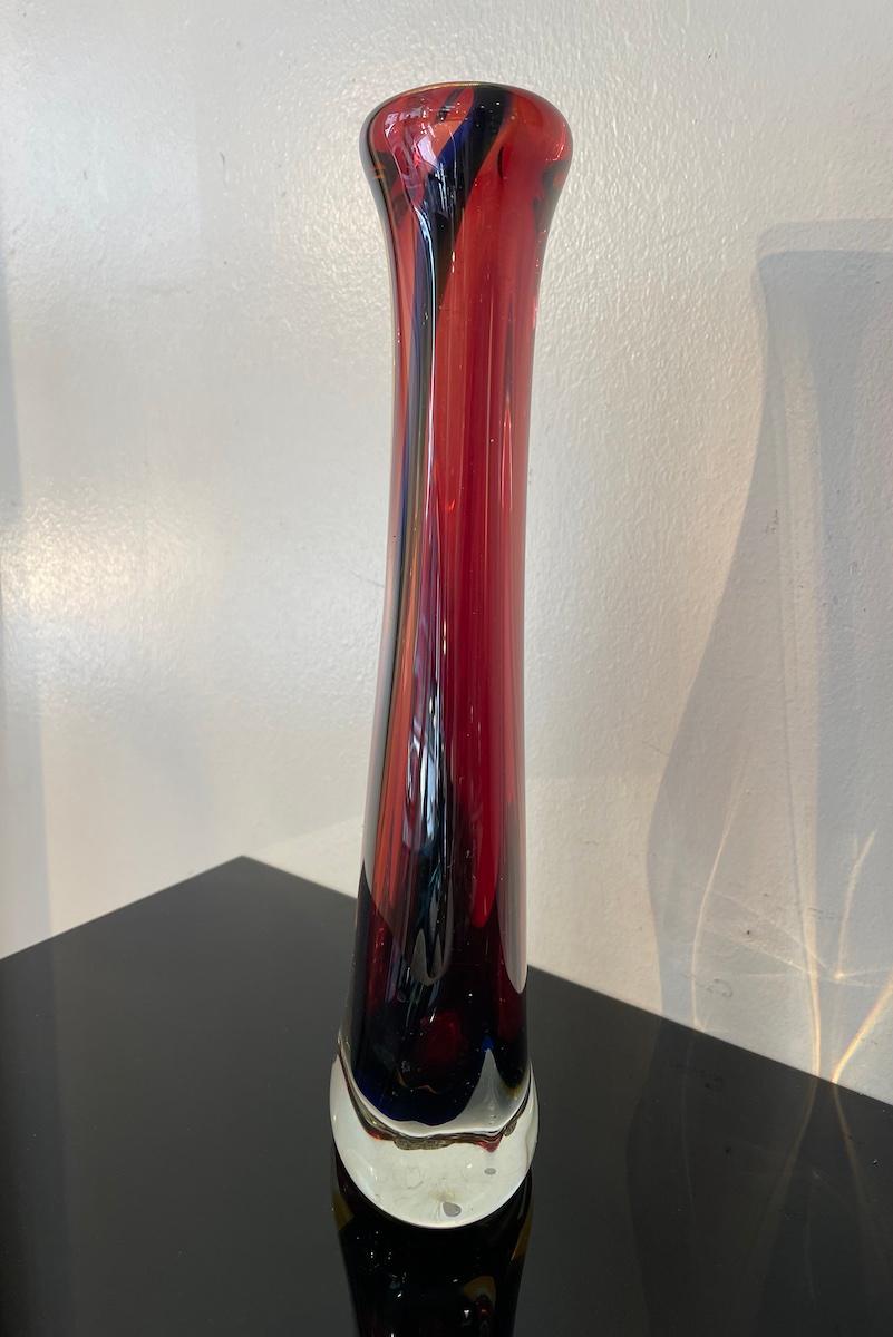 Vetro Murano Submerged Glass Vase, Designed by Flavio Poli for Venini, 1960s in vendita