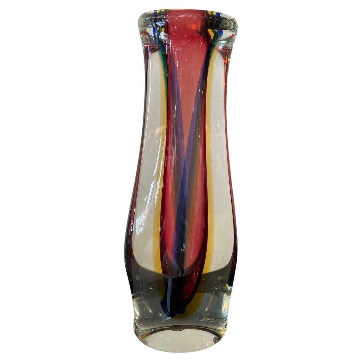Murano Submerged Glass Vase, Designed by Flavio Poli for Venini, 1960s in vendita