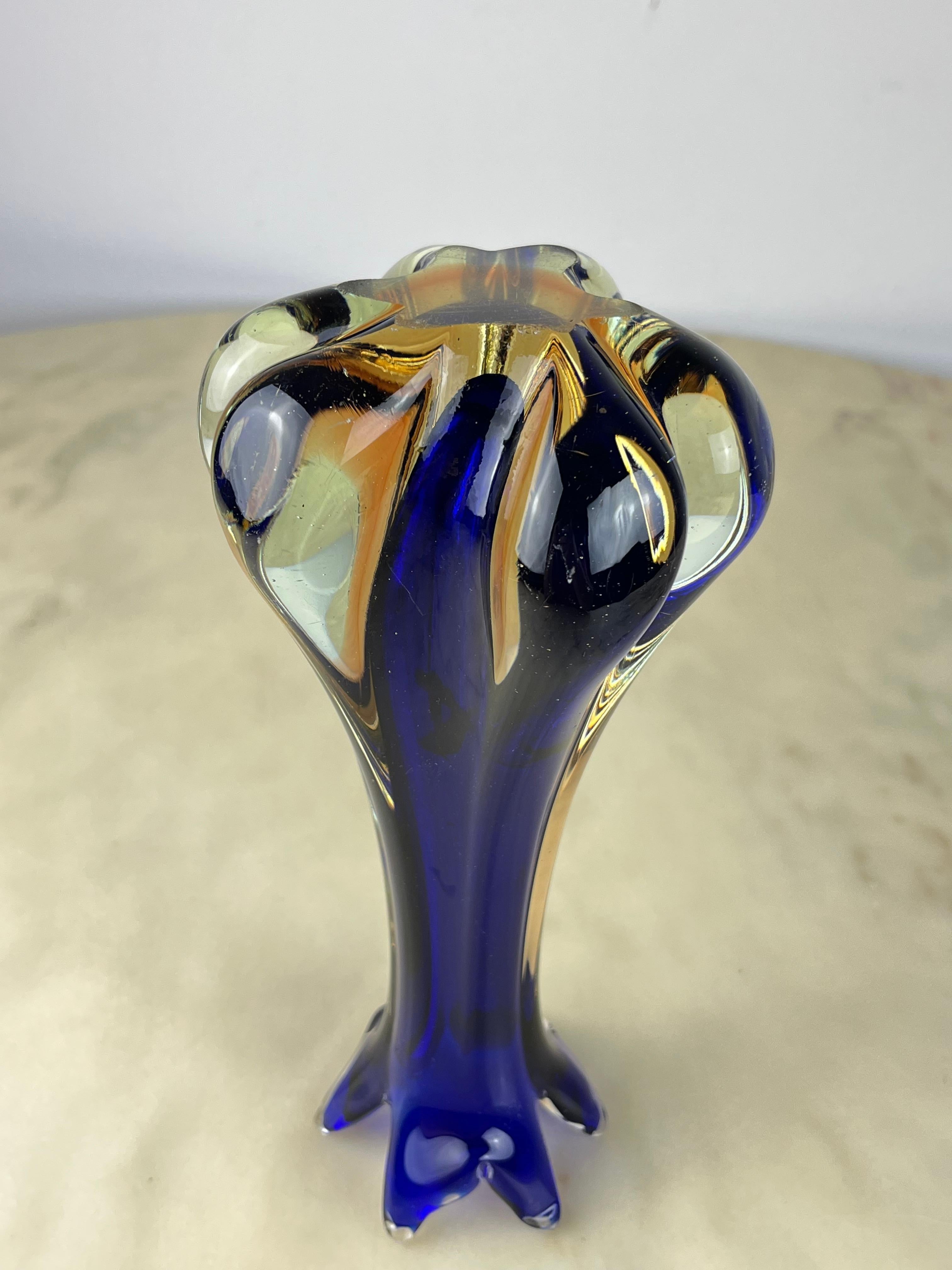 Italian Murano Submerged Glass Vase, Italy, 1970s For Sale
