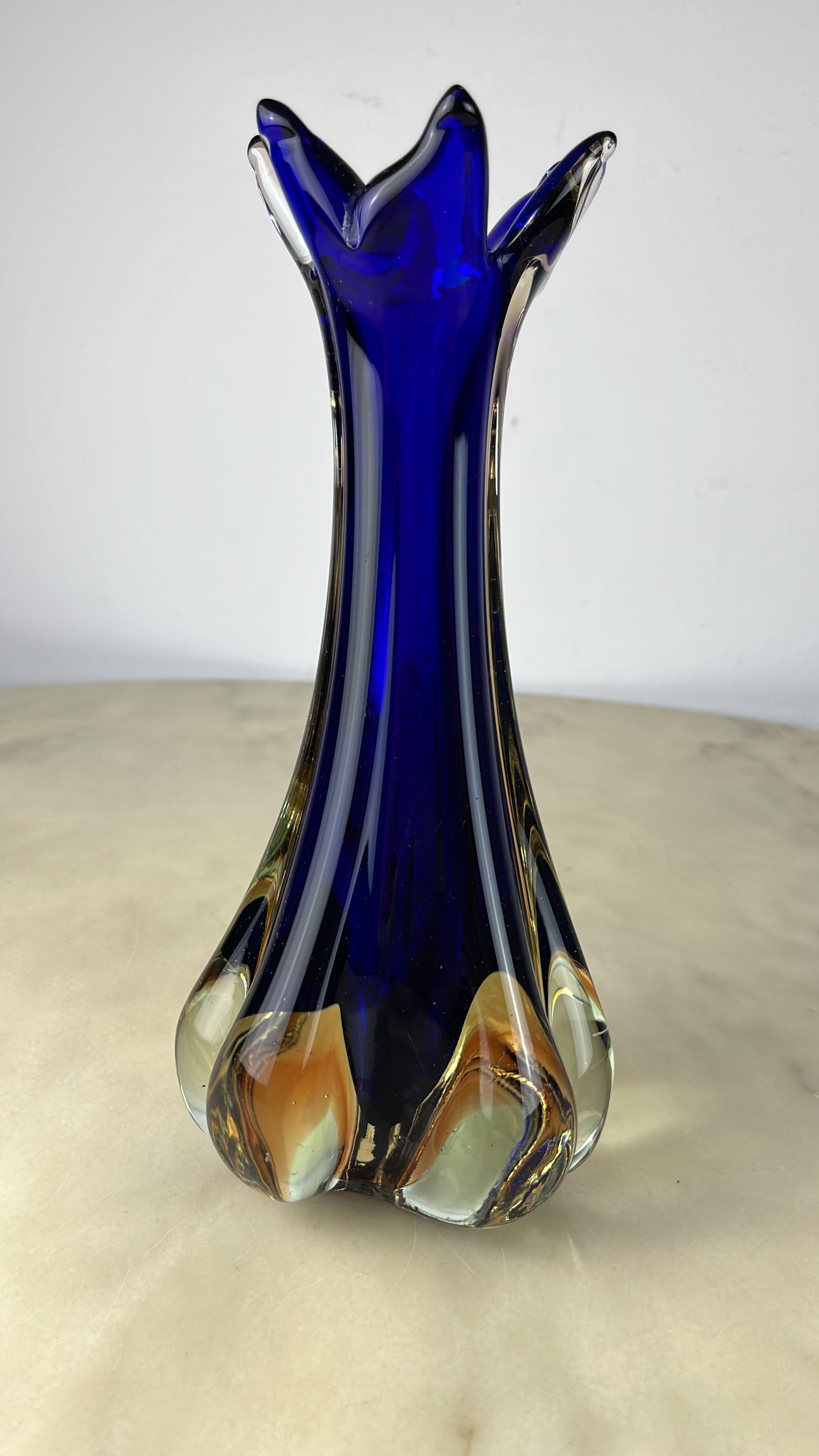 Late 20th Century Murano Submerged Glass Vase, Italy, 1970s For Sale