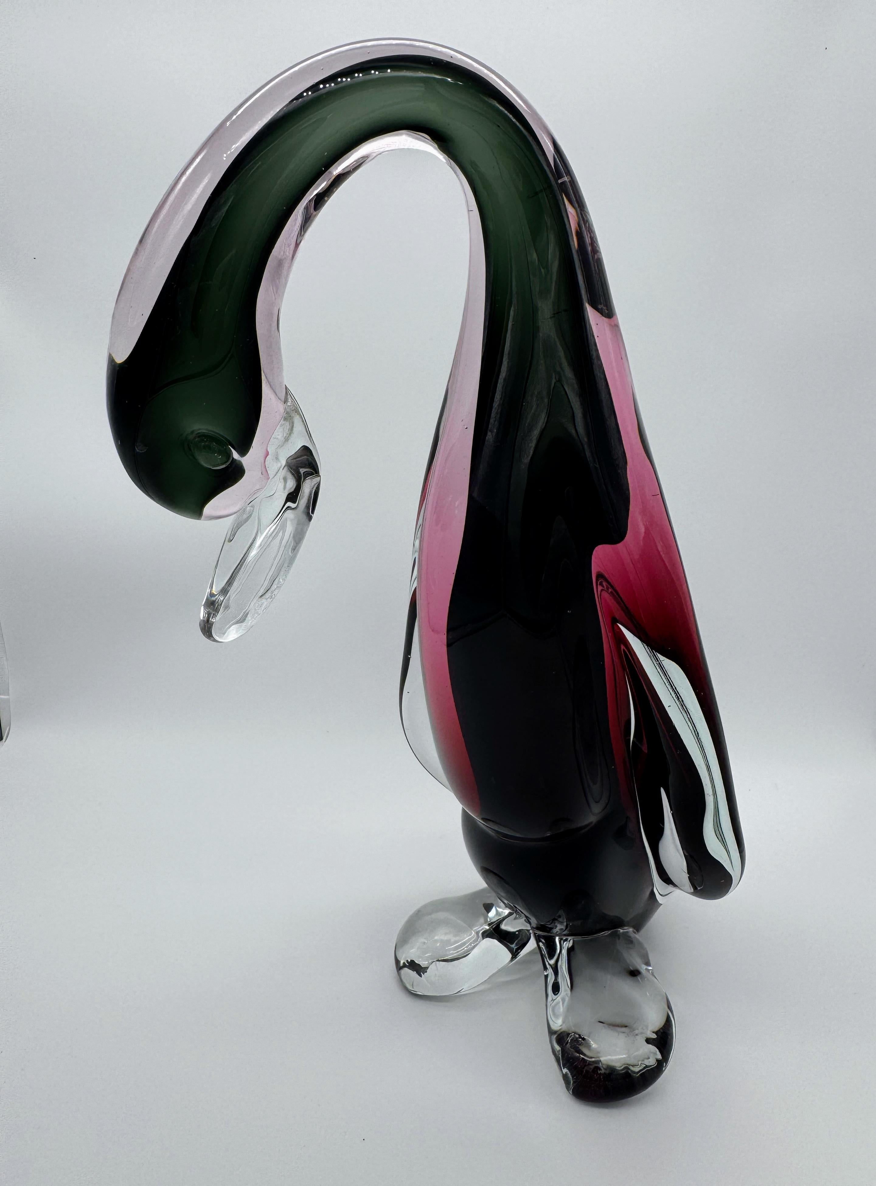 Verre brun Verre à Swan de Murano attribué à Archimede Seguso en vente