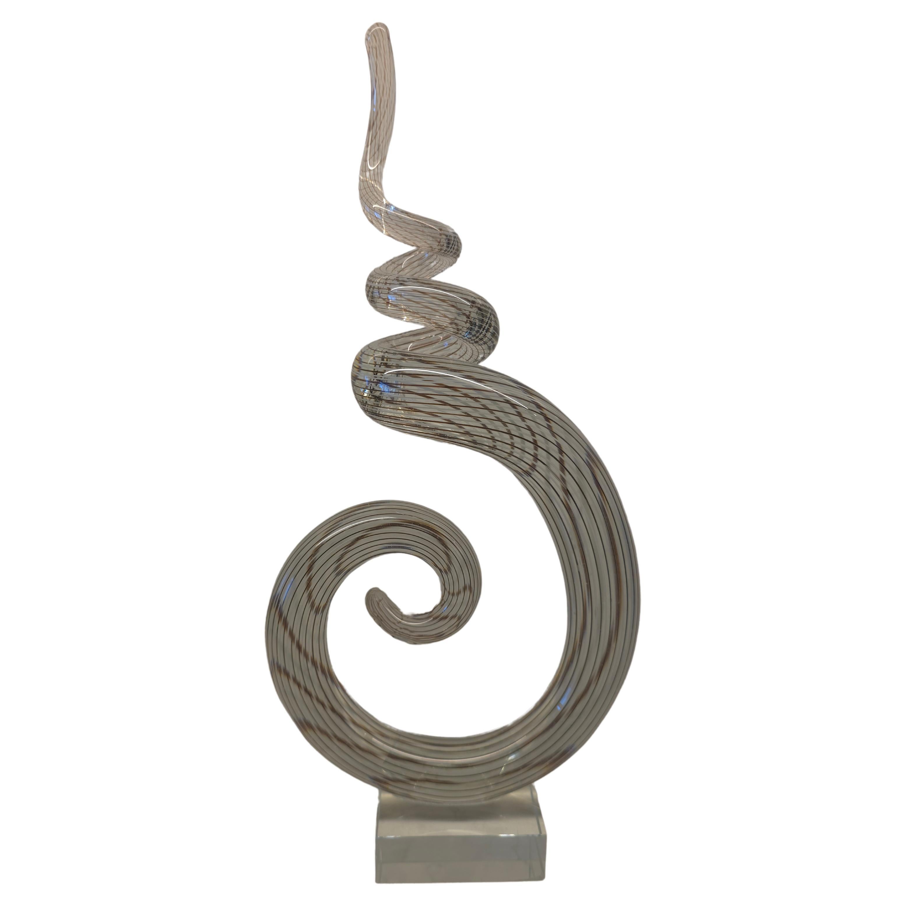 Murano Swirl Art Glass Abstract Sculpture 