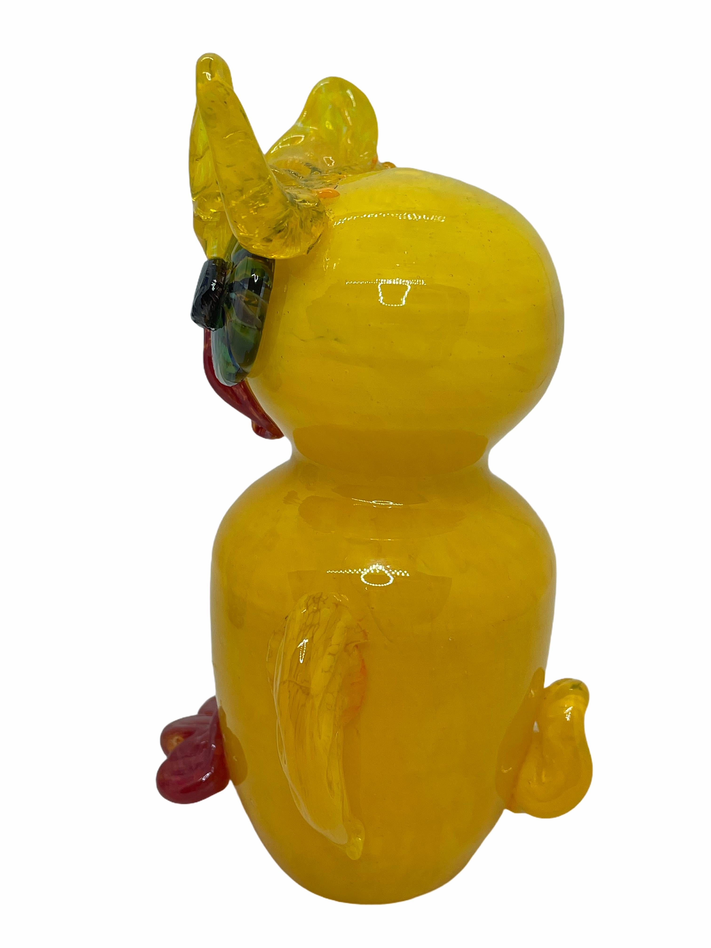 Beautiful Murano hand blown owl figure. Colors are a black, red and yellow. Made in Murano, Italy.
A great piece for any room or gift for any occasion. Brightens up any room.