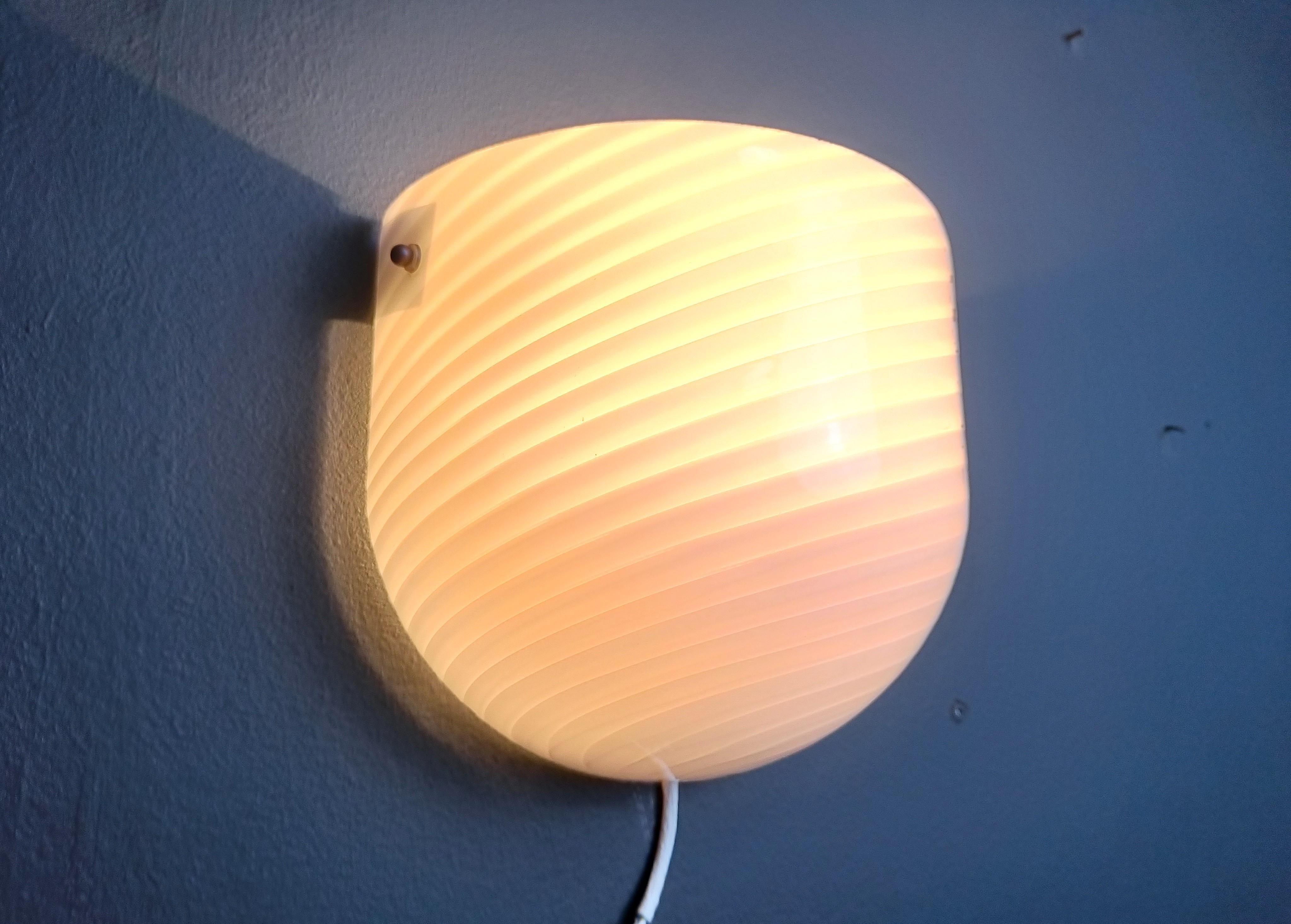 Murano Swirl Glass Sconce by VM-Vetri, Italy, 1970s For Sale 3