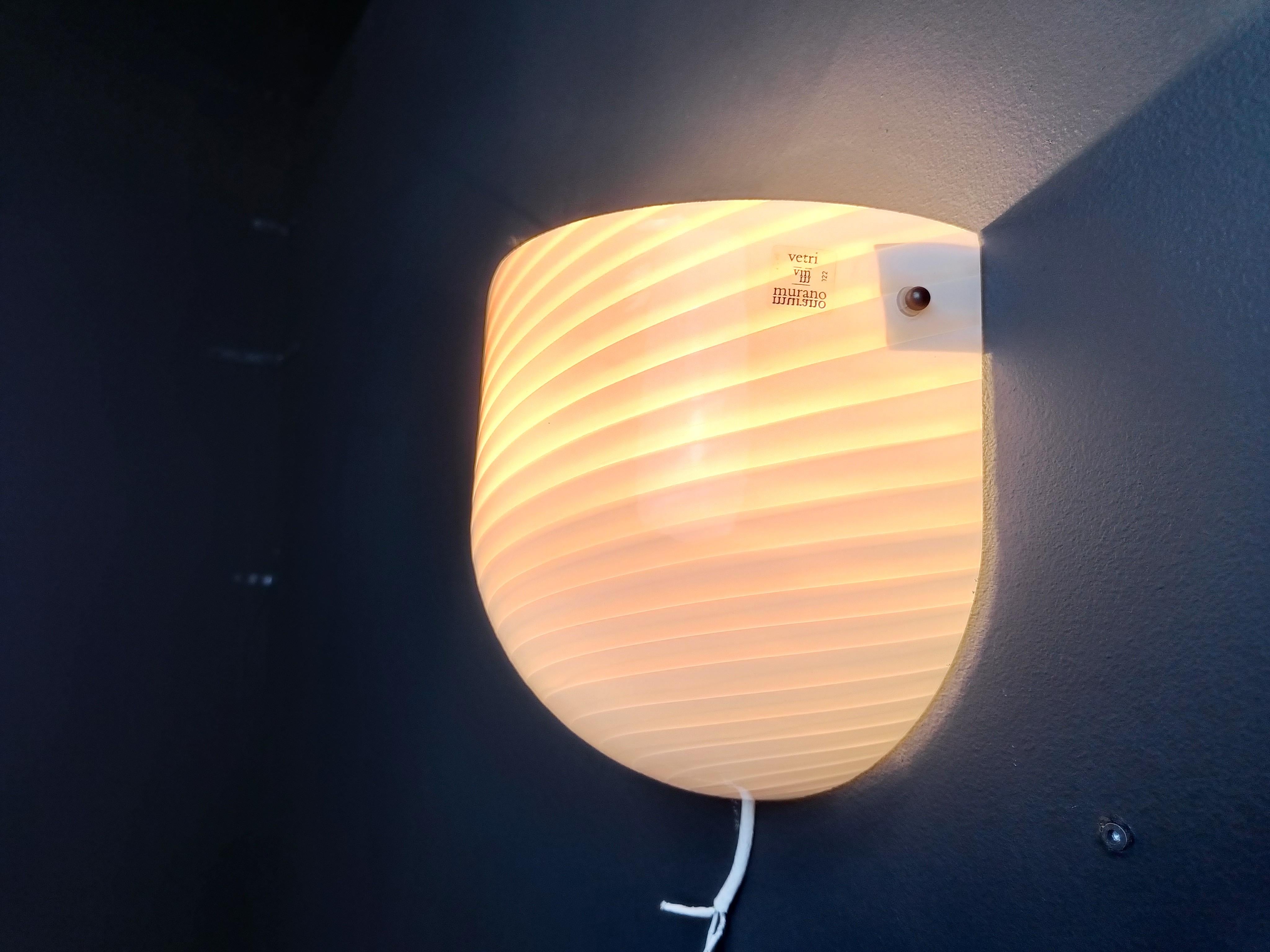 Murano Swirl Glass Sconce by VM-Vetri, Italy, 1970s For Sale 4