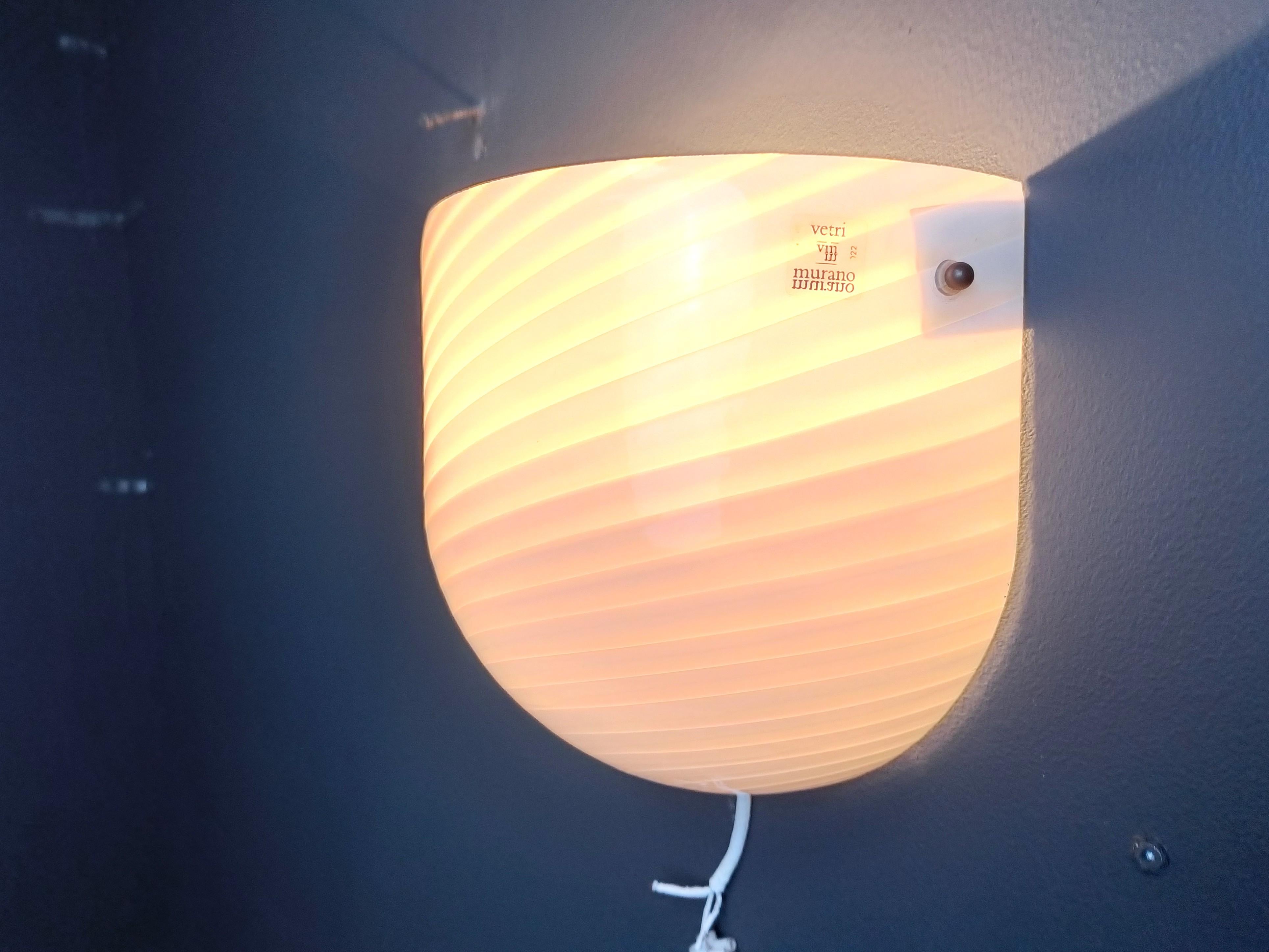 Murano Swirl Glass Sconce by VM-Vetri, Italy, 1970s For Sale 5