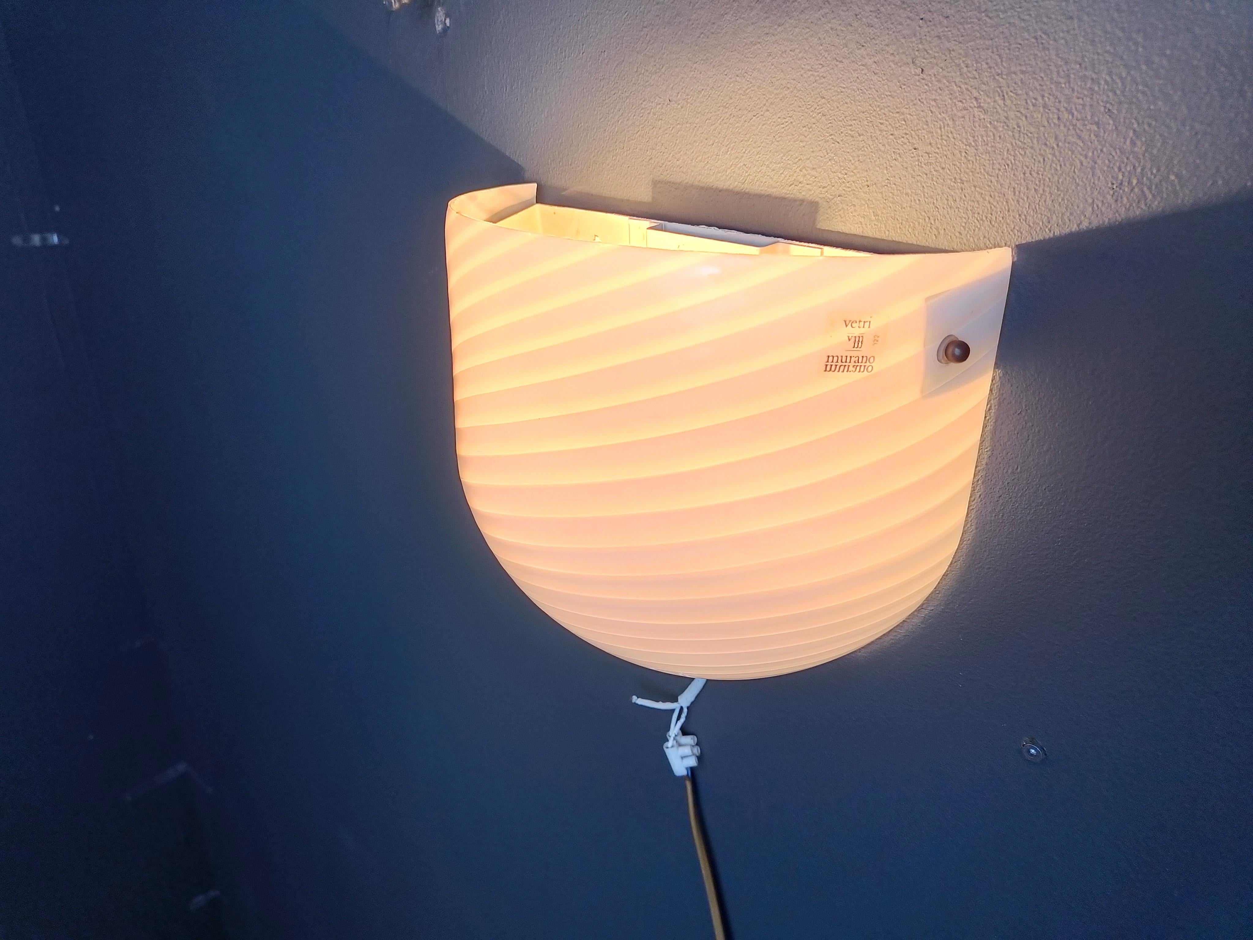 Murano Swirl Glass Sconce by VM-Vetri, Italy, 1970s For Sale 6