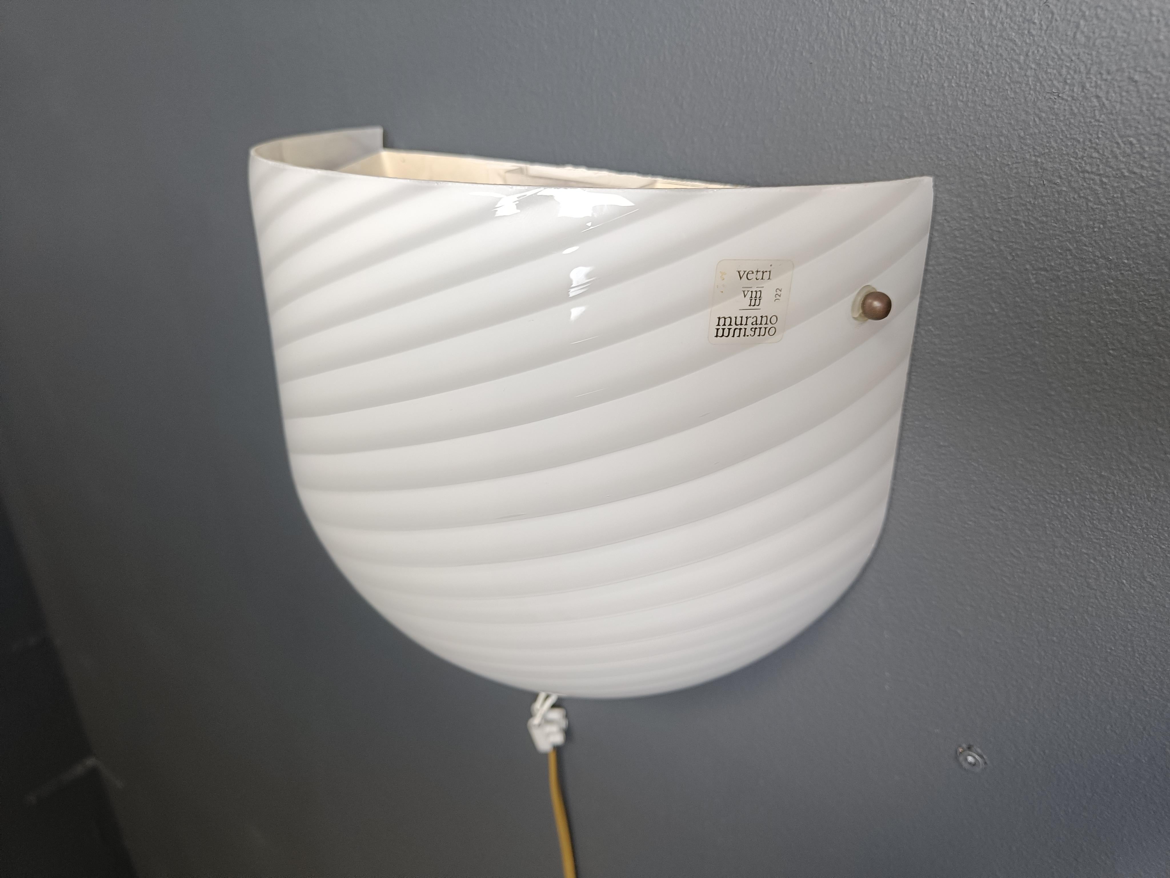 Italian Murano Swirl Glass Sconce by VM-Vetri, Italy, 1970s For Sale