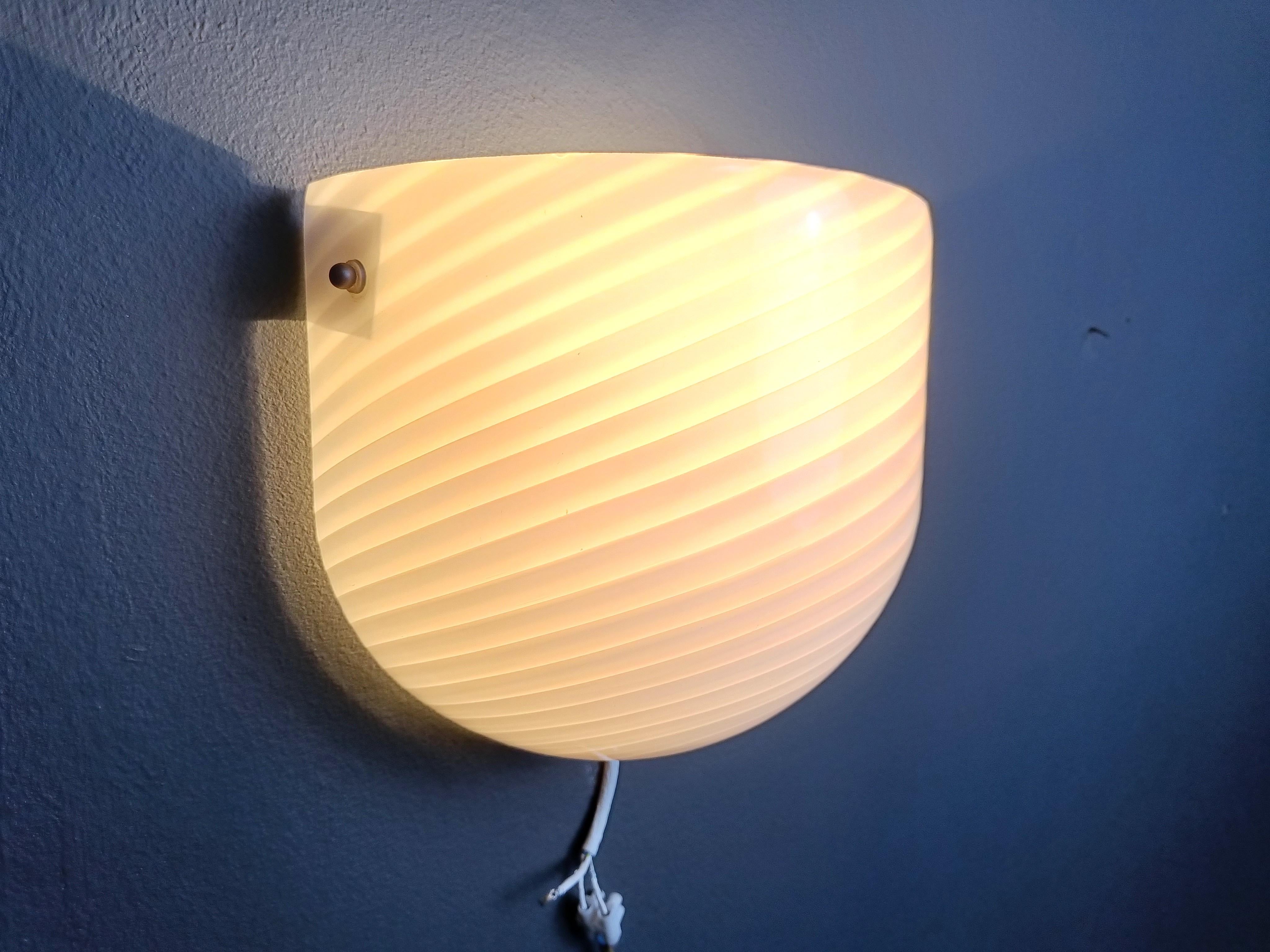 Murano Swirl Glass Sconce by VM-Vetri, Italy, 1970s For Sale 2