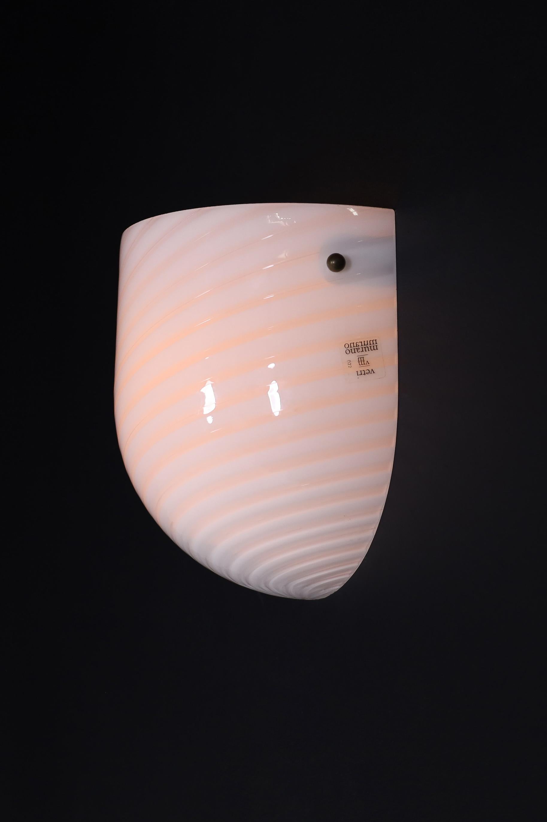 Late 20th Century Murano Swirl Glass Sconces by VM-Vetri, Italy, 1970s For Sale
