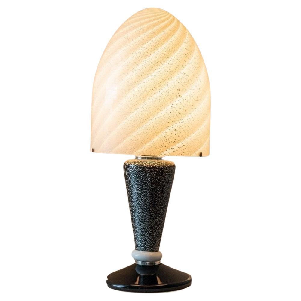 Murano Swirl Mushroom Table Lamp Space Age Design, 1970s For Sale