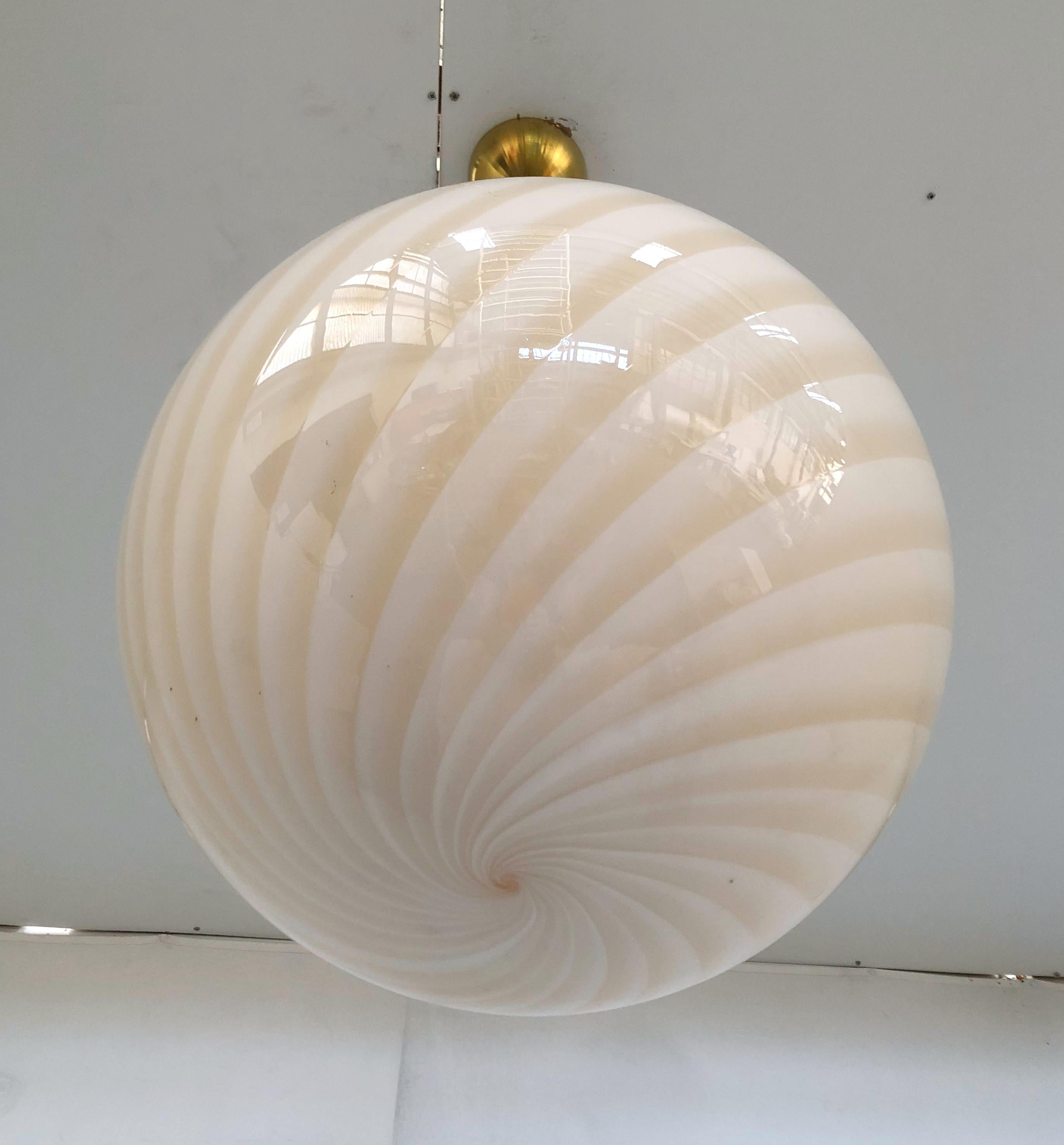 Mid-Century Modern Murano Swirl Globe Pendant