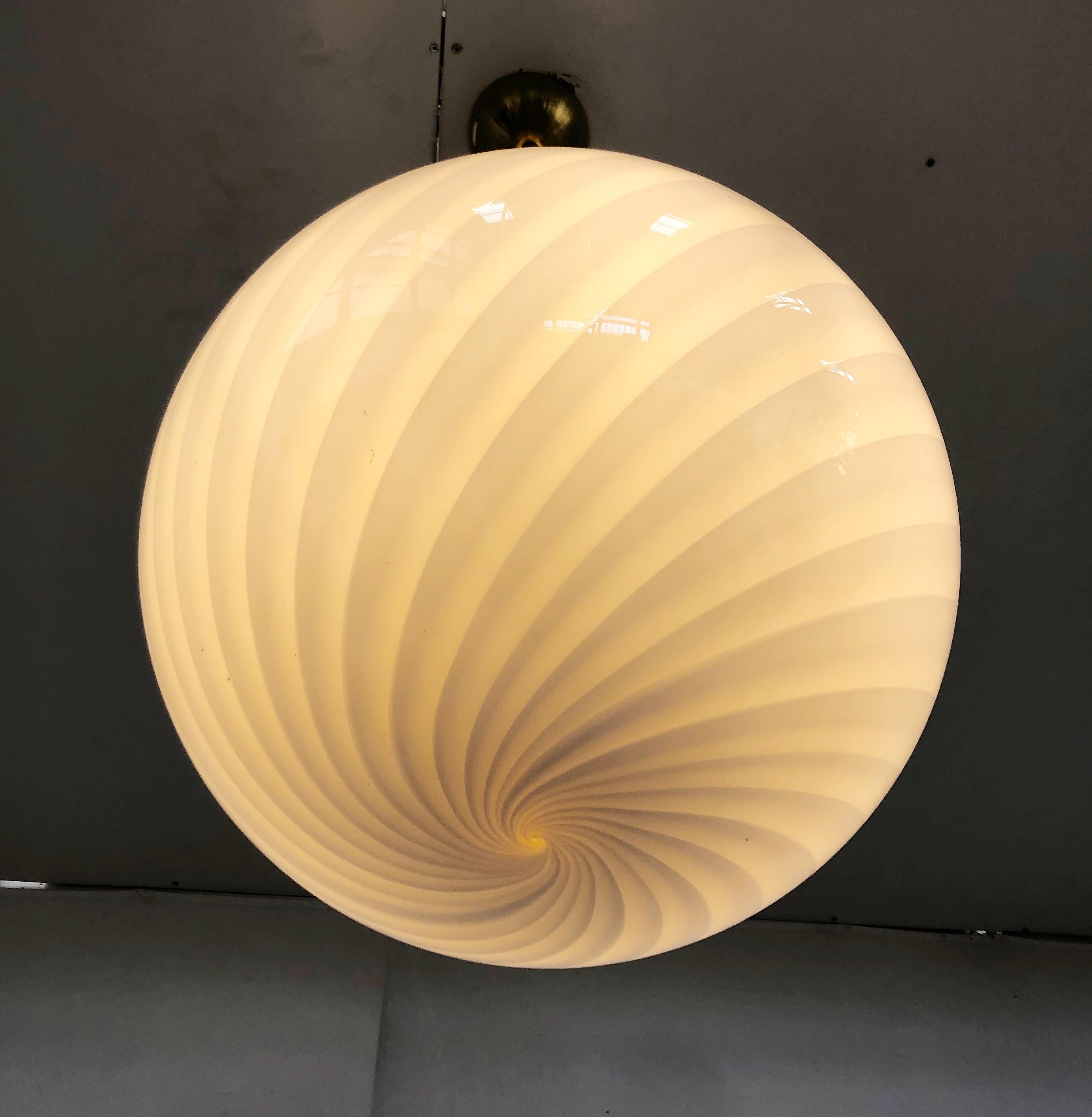 Italian Murano Swirl Globe Pendant