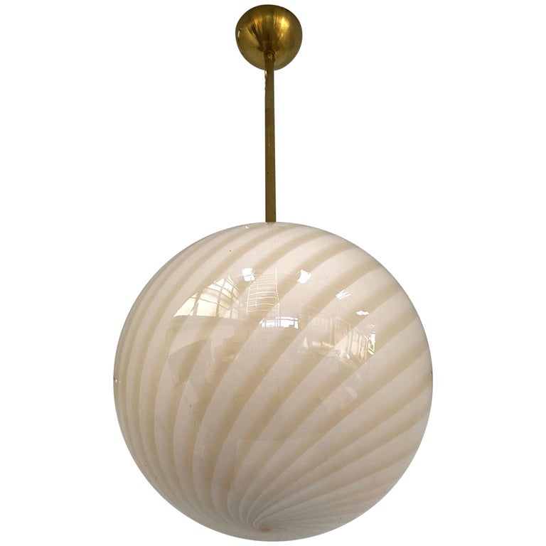 Murano Swirl Globe Pendant At 1stdibs - Murano Swirl Ceiling Lamp