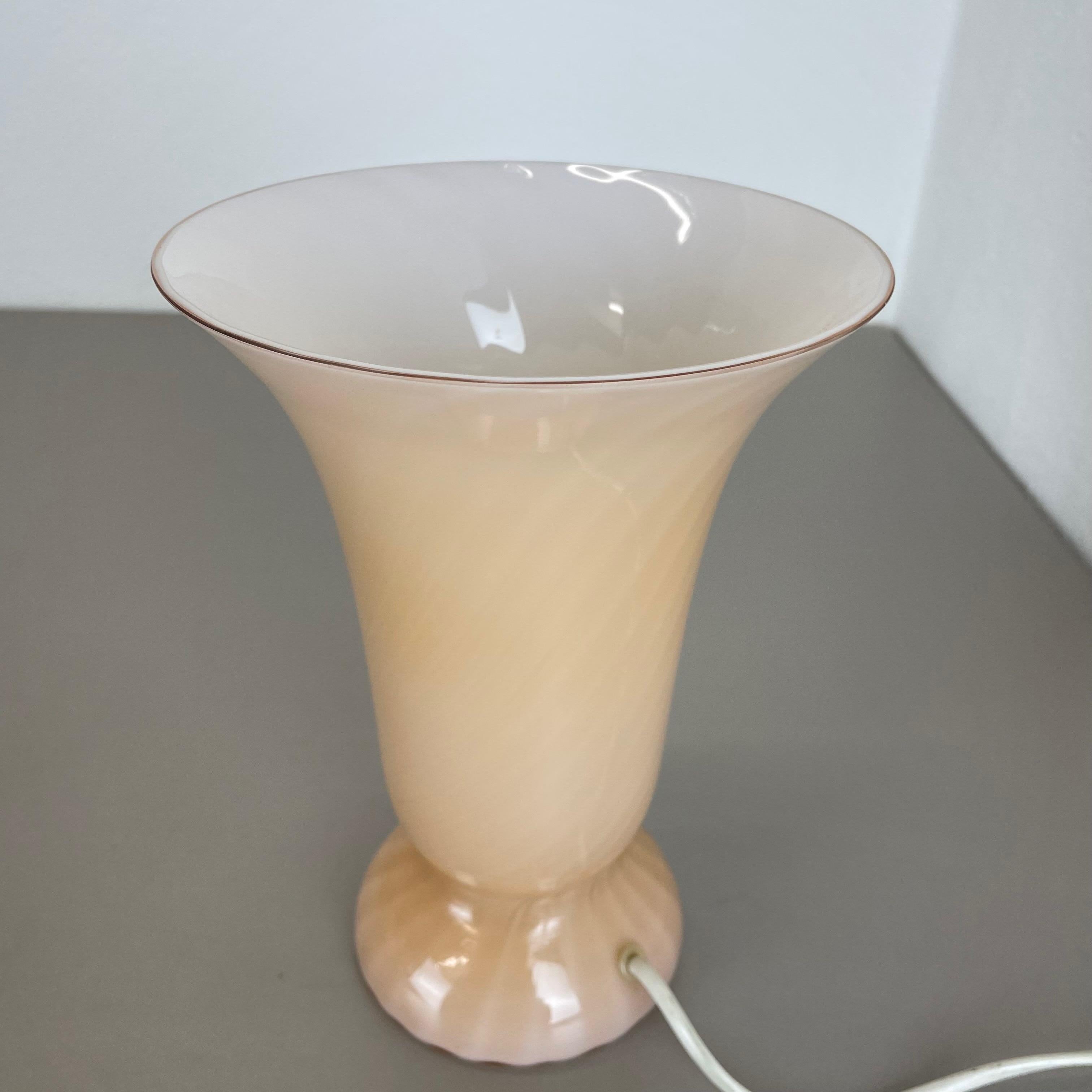 Murano Swirl Rose Tone Glass Table Desktop Light by Vetri Murano, Italy, 1970s For Sale 3