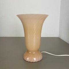 Murano Swirl Rose Tone Glass Table Desktop Light by Vetri Murano, Italy, 1970s