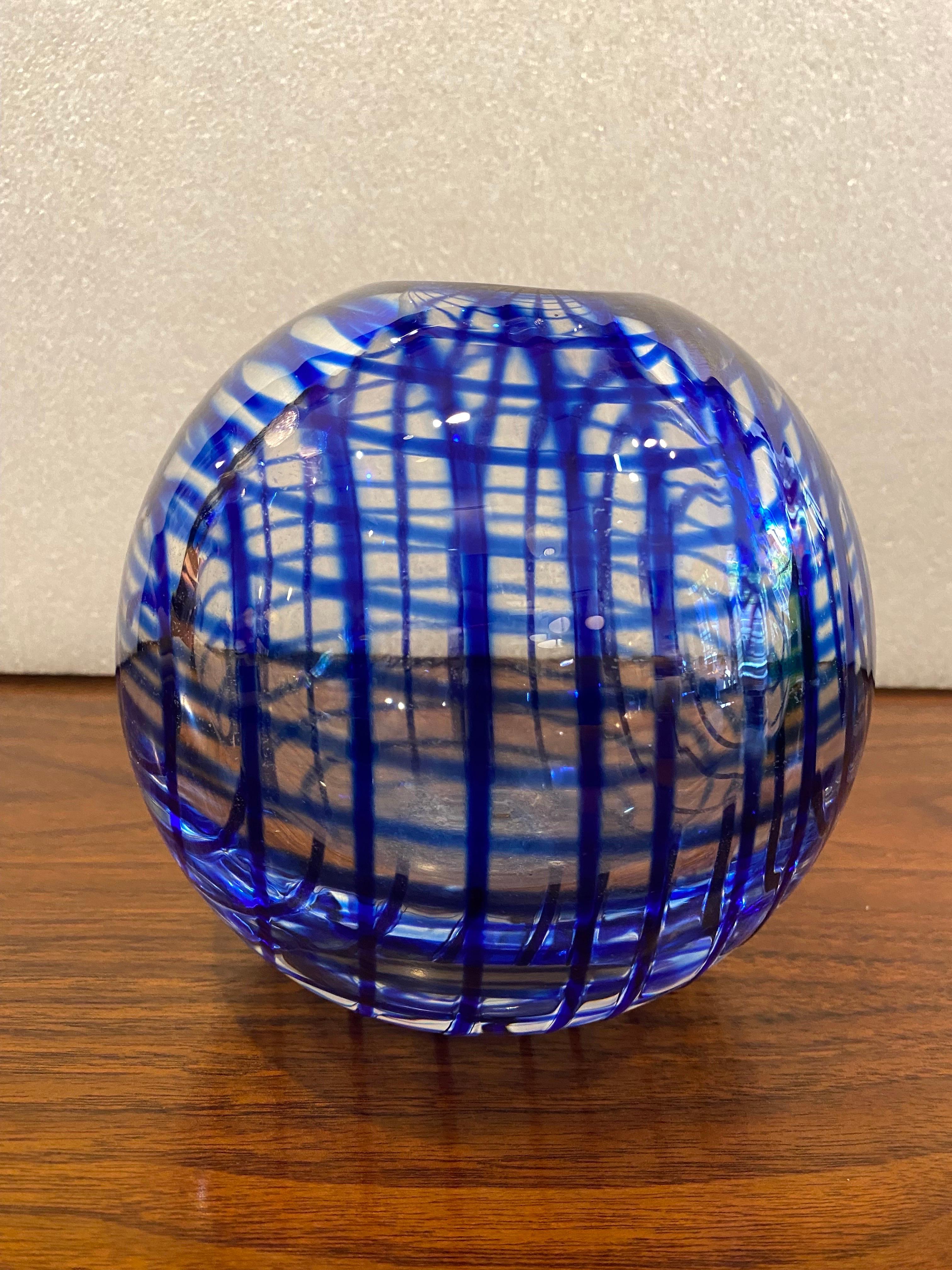 Czech  Swirl Round Ball Vase designed by Jan Kocavik, 2004 In Good Condition For Sale In Philadelphia, PA