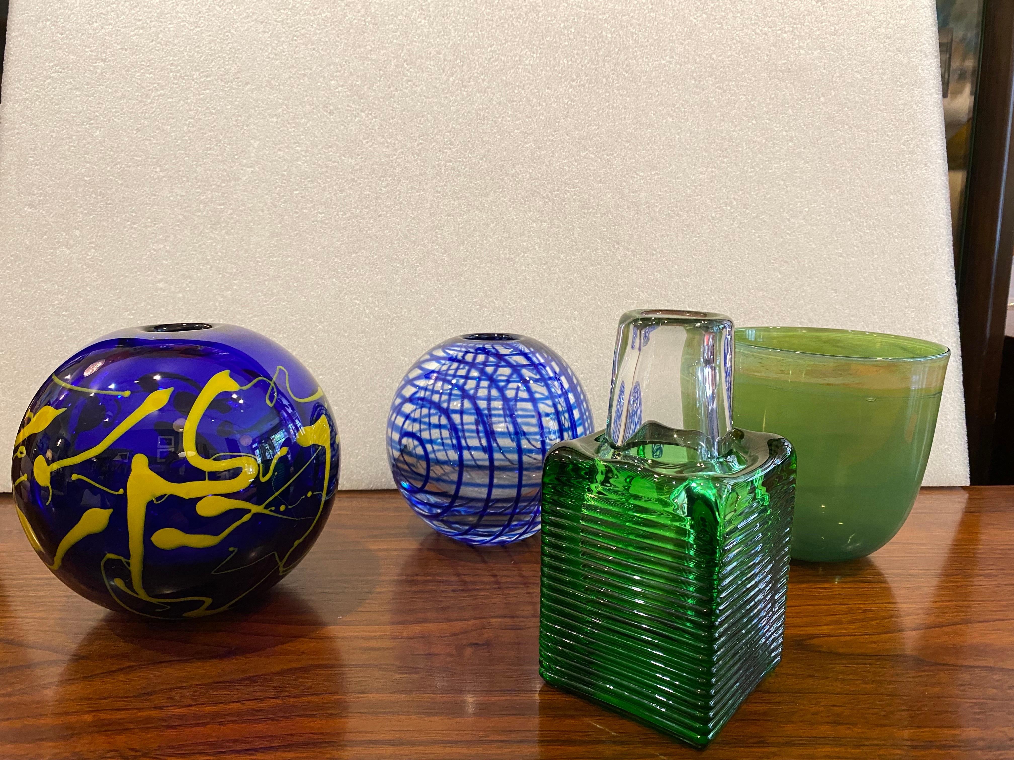 Art Glass Czech  Swirl Round Ball Vase designed by Jan Kocavik, 2004 For Sale