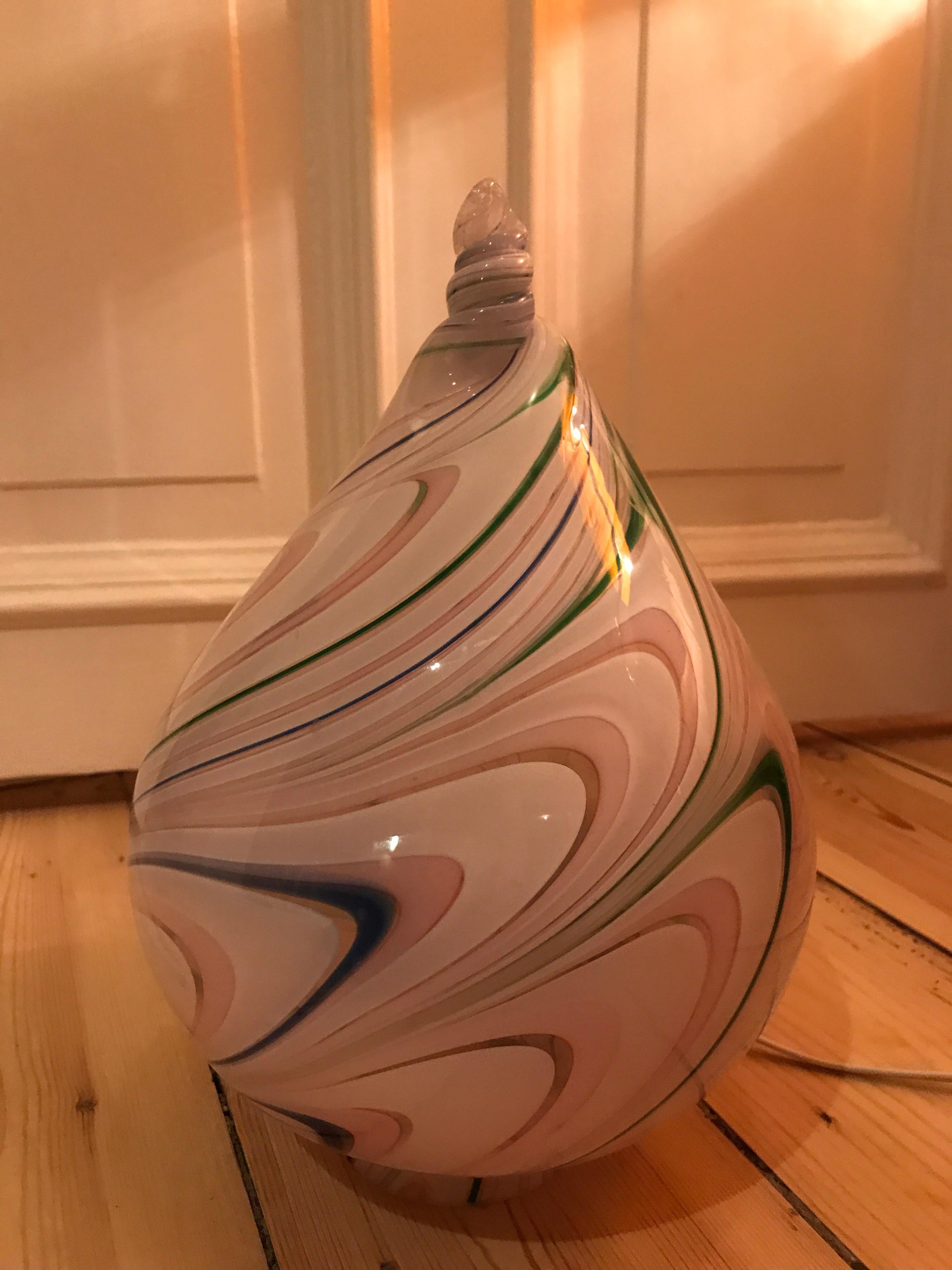 Murano Swirl Table Lamp, 1970s In Good Condition For Sale In Copenhagen, DK