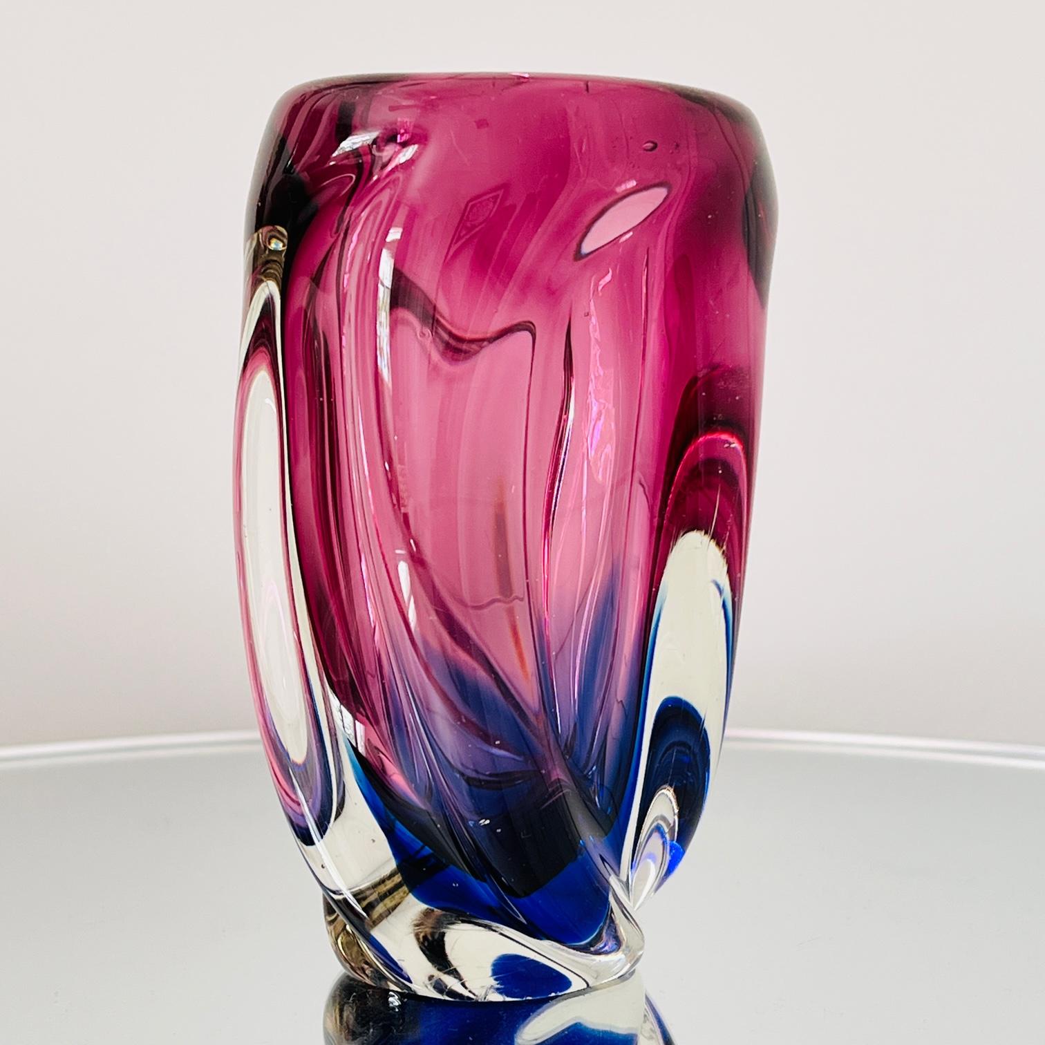 Mid-Century Modern Murano Swirl Vase in Violet, Purple, & Blue by Flavio Poli for Seguso, 1960's