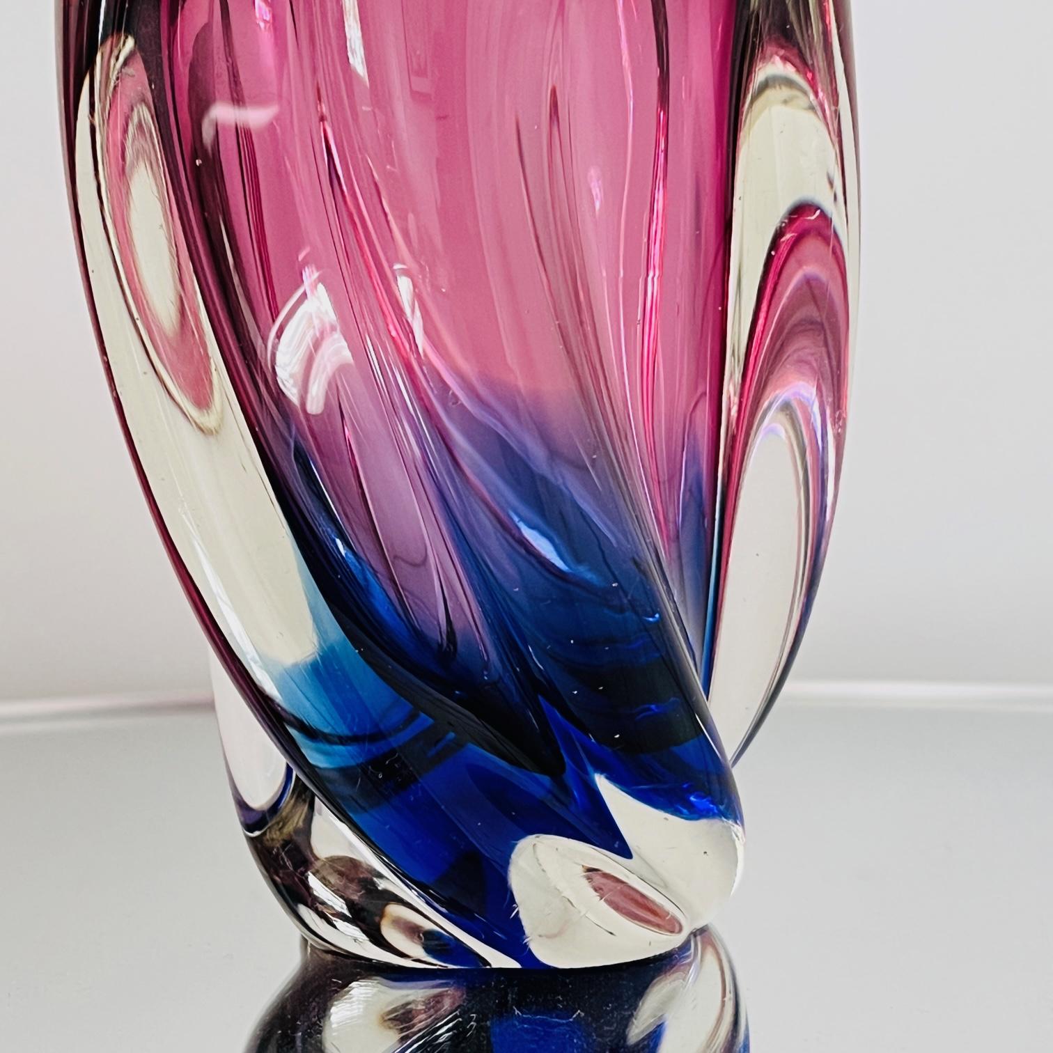 Italian Murano Swirl Vase in Violet, Purple, & Blue by Flavio Poli for Seguso, 1960's