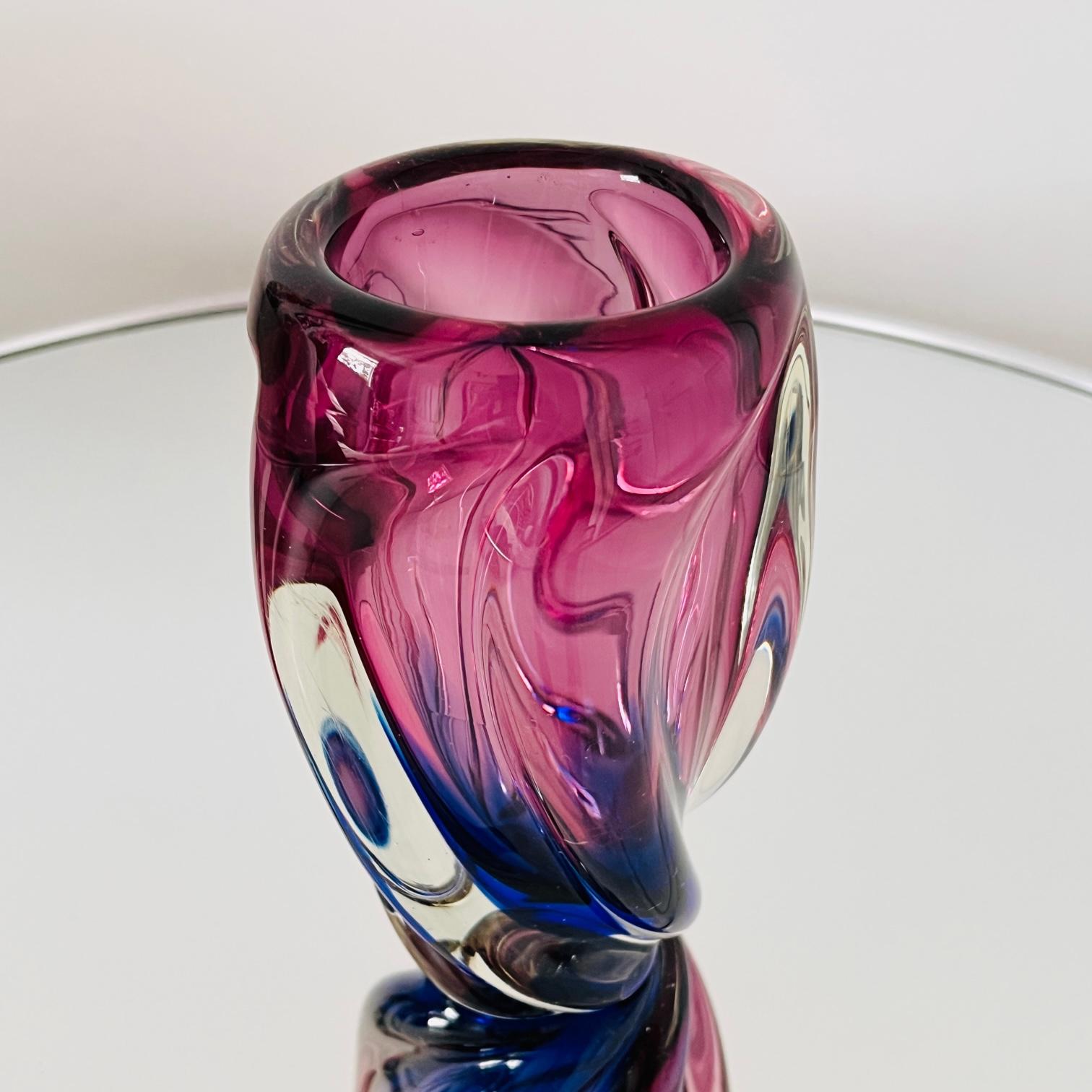 Hand-Crafted Murano Swirl Vase in Violet, Purple, & Blue by Flavio Poli for Seguso, 1960's