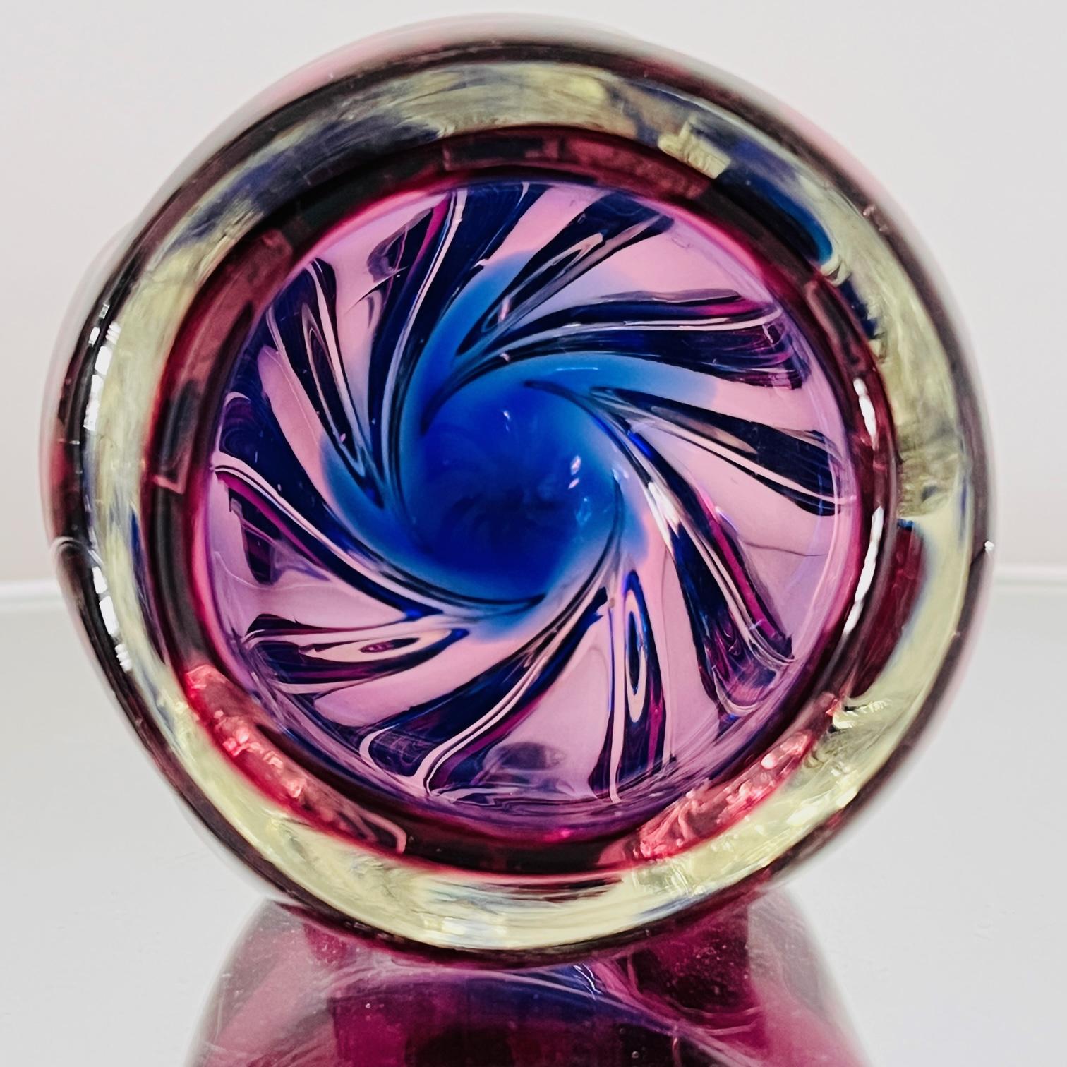 Mid-20th Century Murano Swirl Vase in Violet, Purple, & Blue by Flavio Poli for Seguso, 1960's