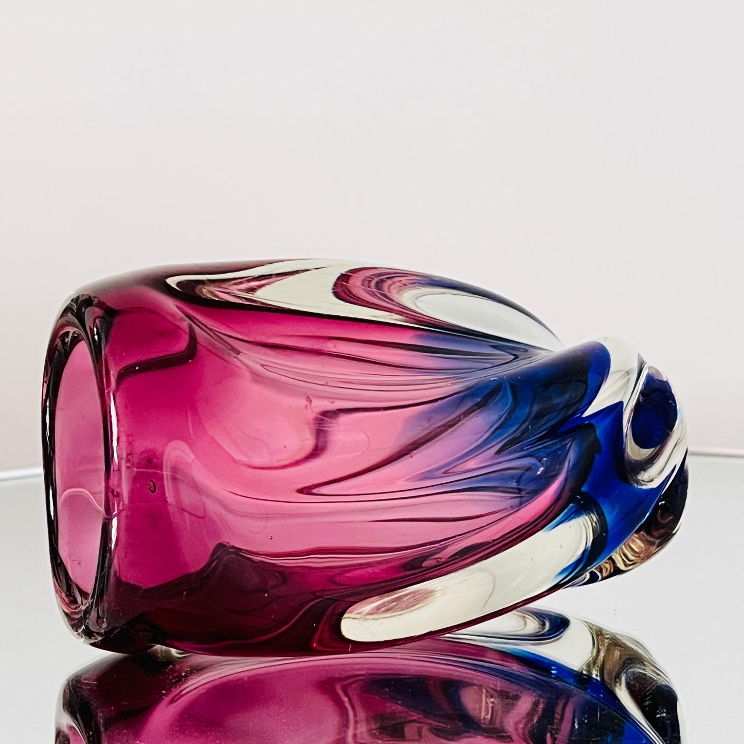 Art Glass Murano Swirl Vase in Violet, Purple, & Blue by Flavio Poli for Seguso, 1960's