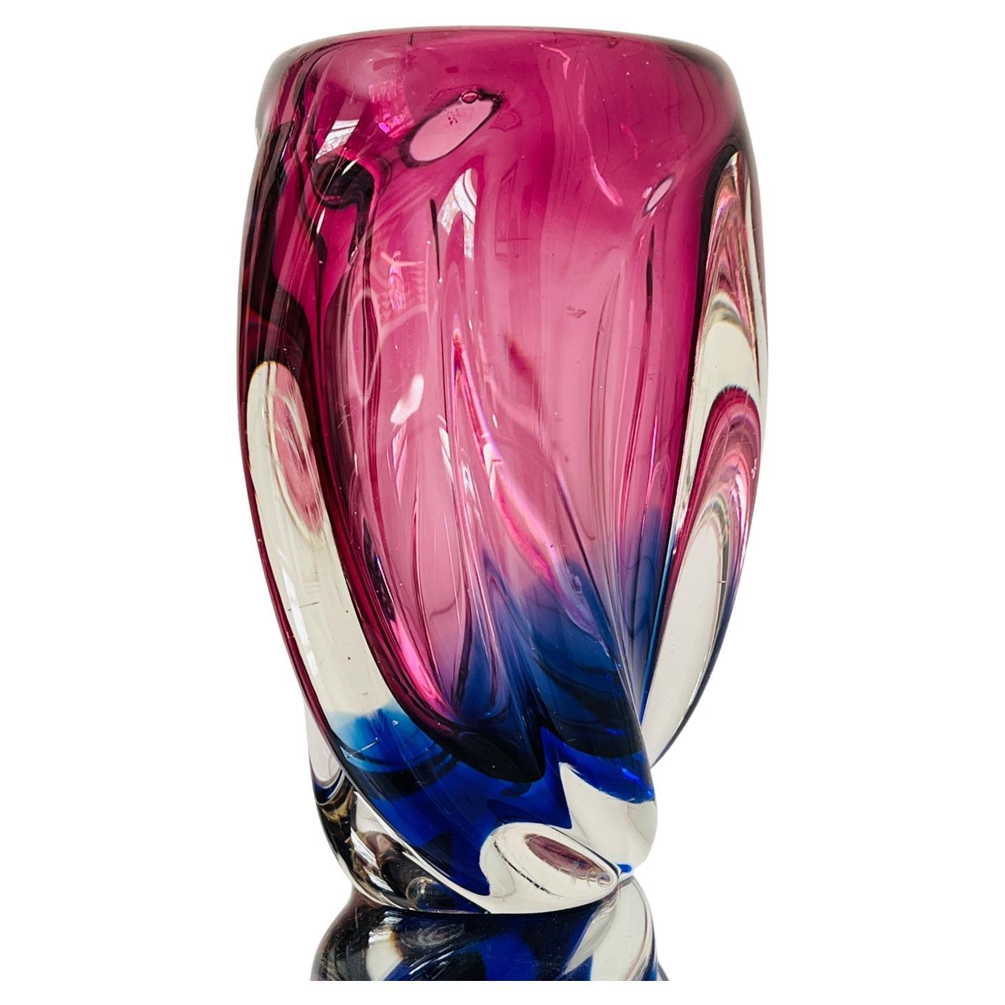 Murano Swirl Vase in Violet, Purple, & Blue by Flavio Poli for Seguso, 1960's