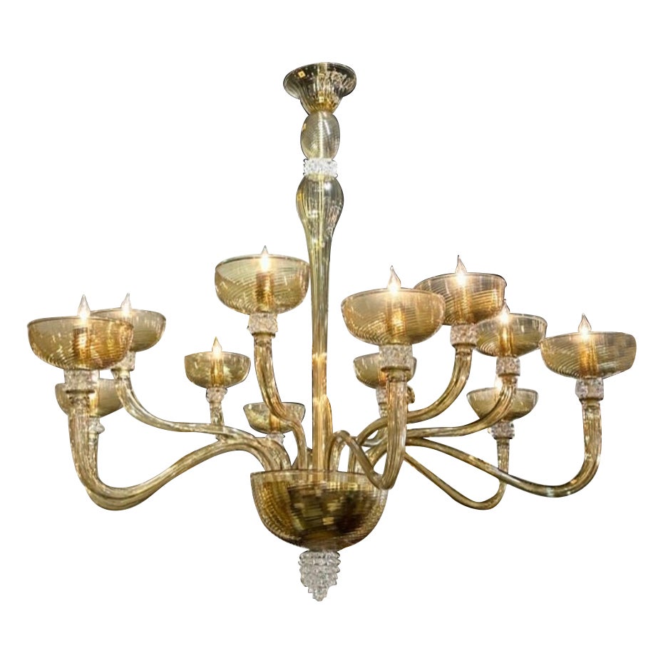 Lampadario in vetro di Murano Tabaco