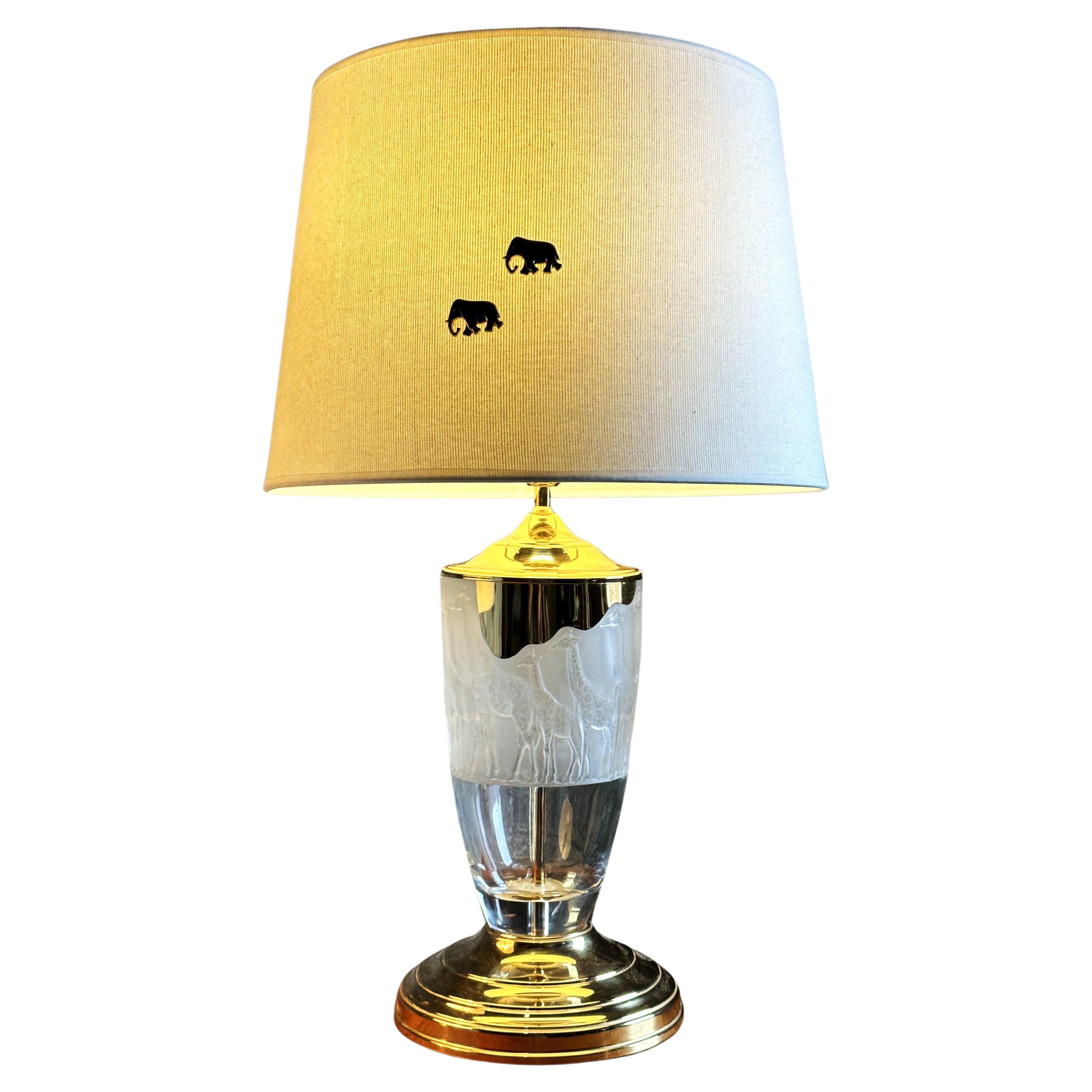 Lampe de table Murano, animal d'Afrique, laiton et verre. Italie années 1960 en vente